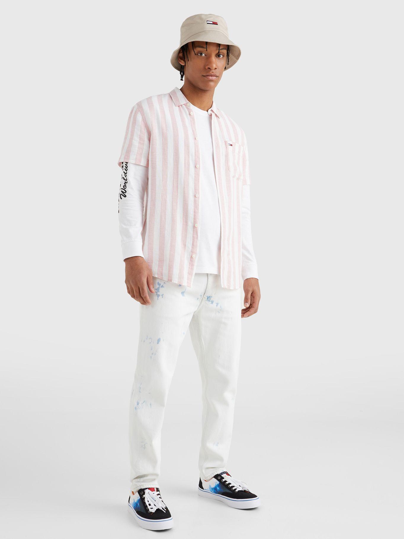 Camisa De Lino Linen Blend A Rayas Rosado Tommy Hilfiger-3