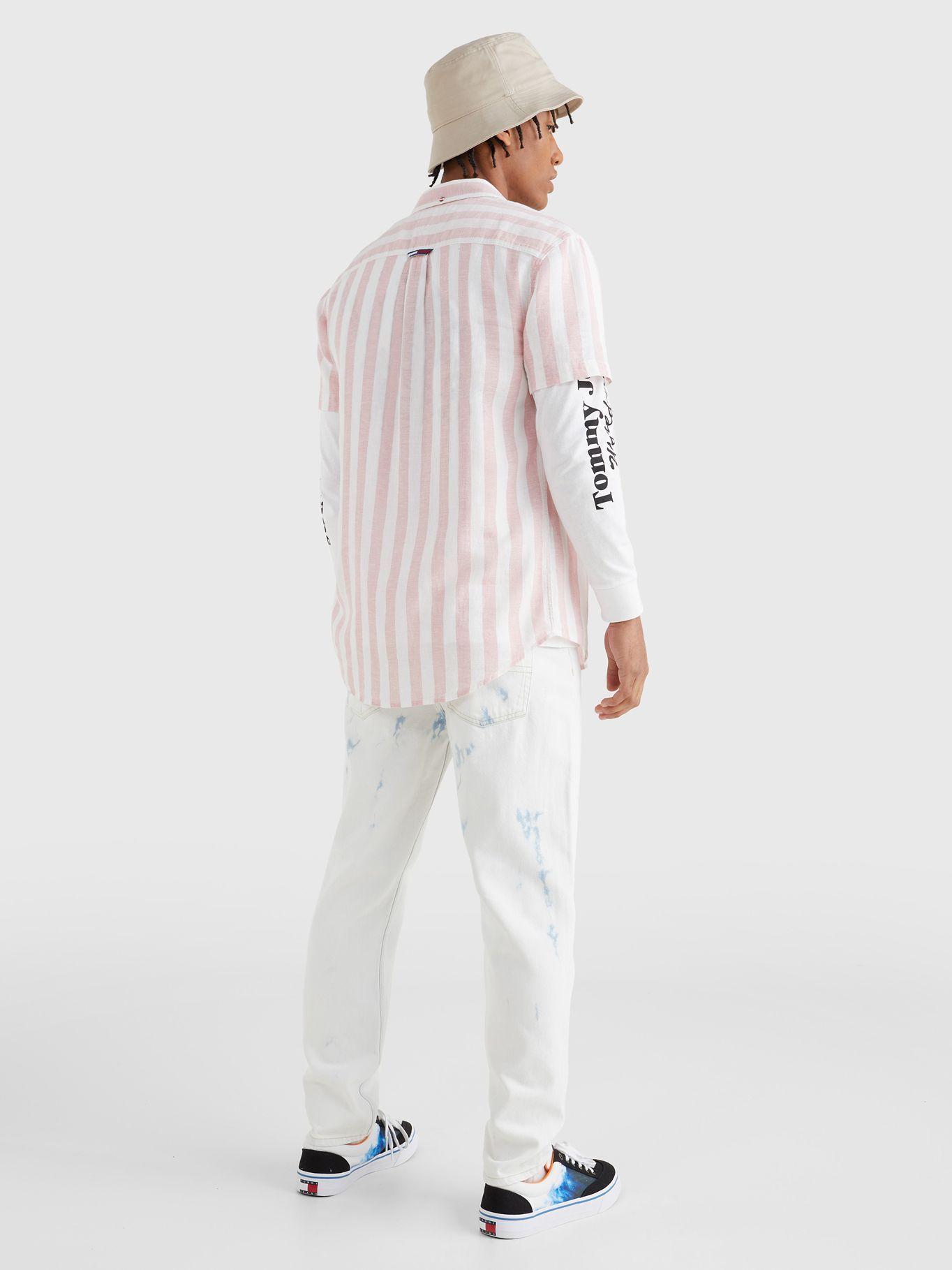 Camisa De Lino Linen Blend A Rayas Rosado Tommy Hilfiger-1