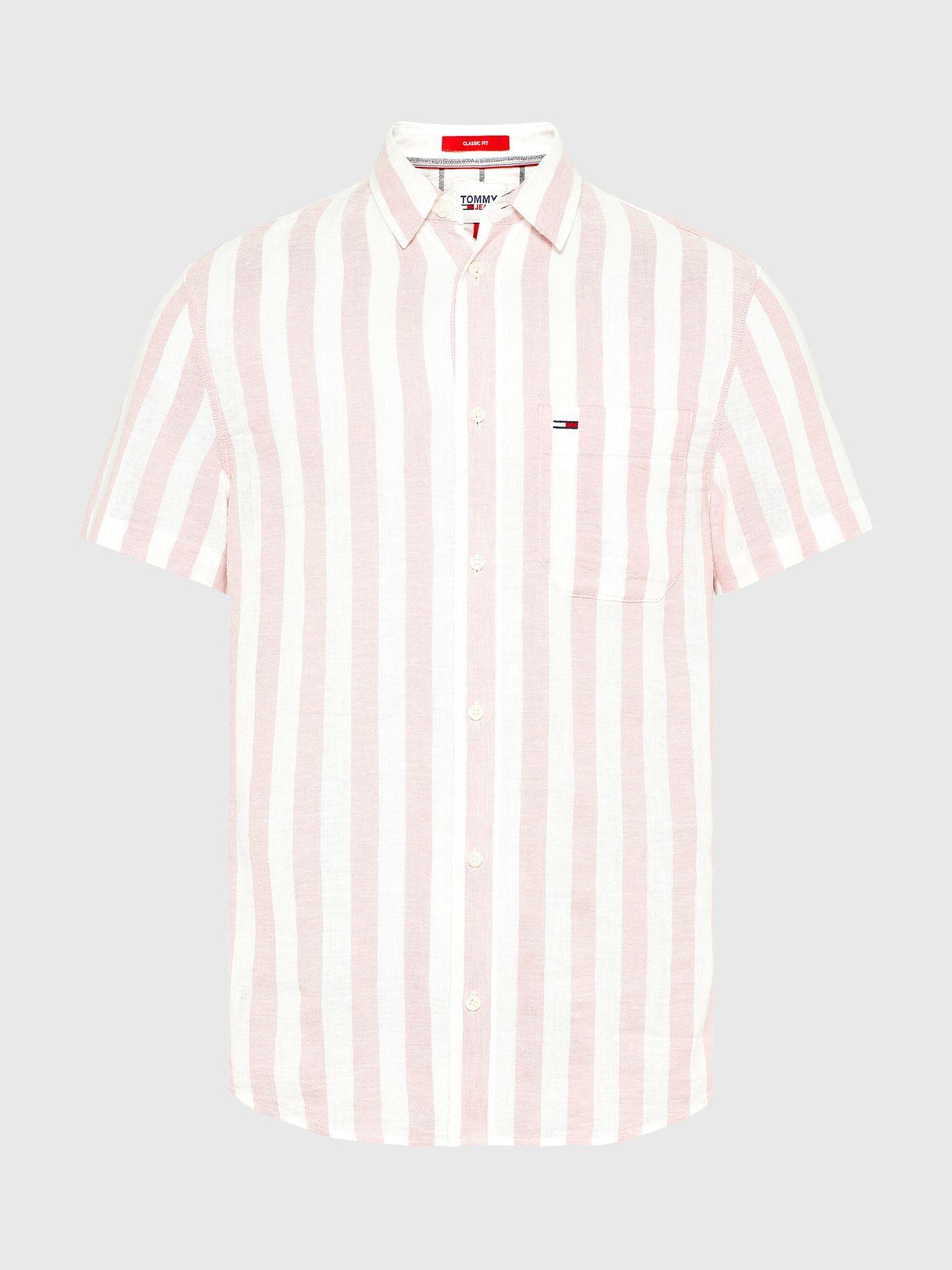 Camisa De Lino Linen Blend A Rayas Rosado Tommy Hilfiger-4