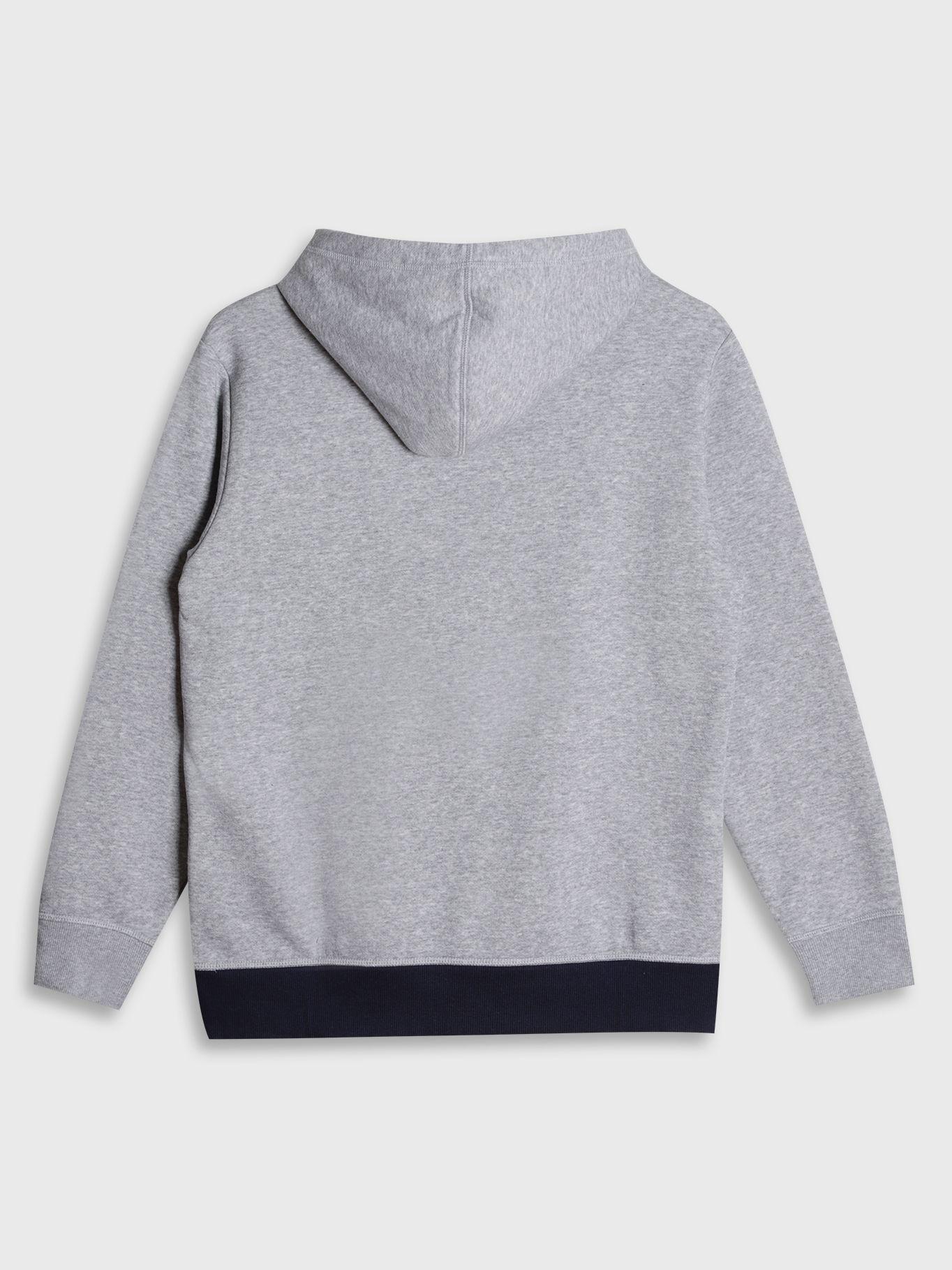 Poleron Con Gorro Y Logo Vertical Gris Tommy Hilfiger-1