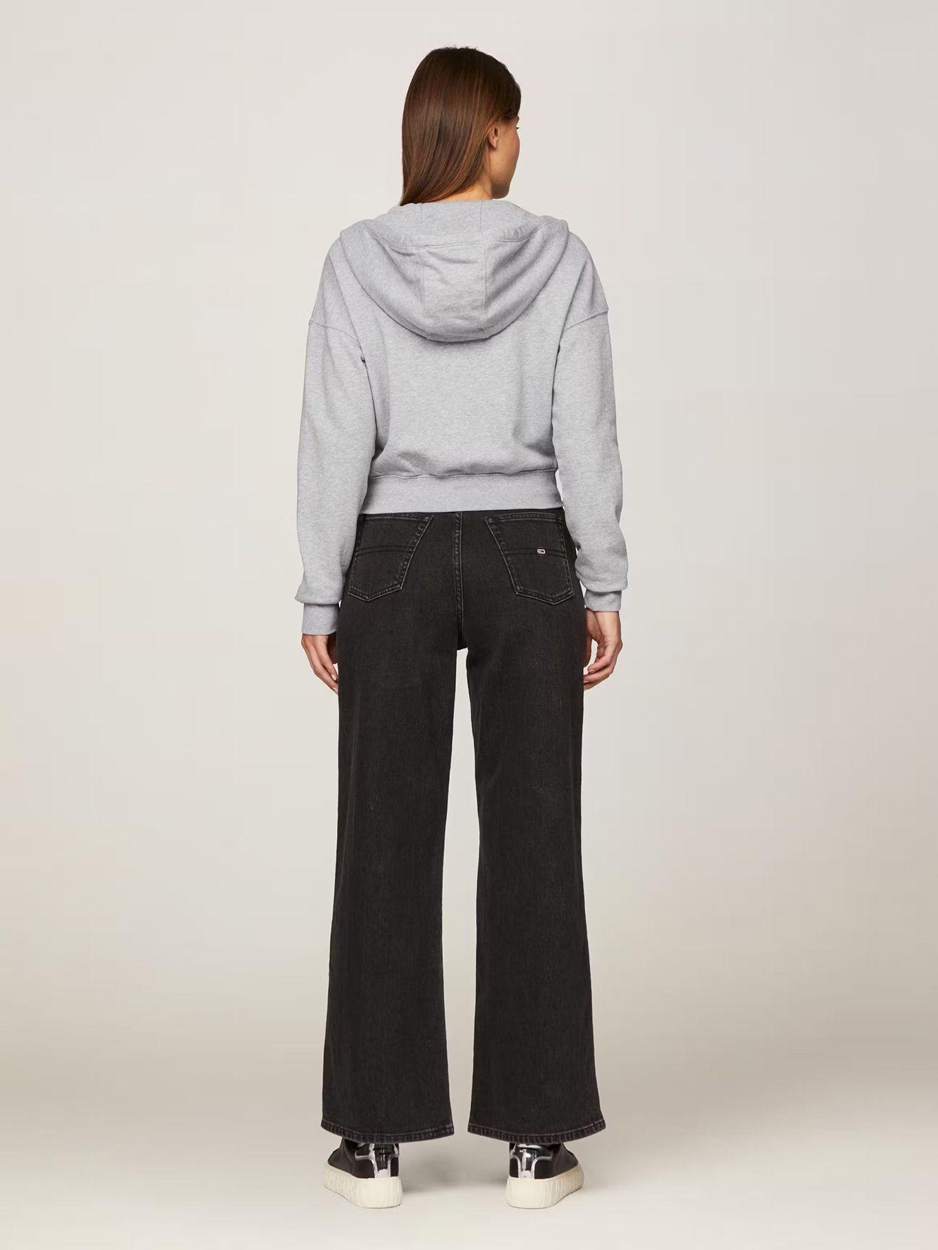 Polerón Hoodie Cropped Con Cierre Gris Tommy Jeans-2
