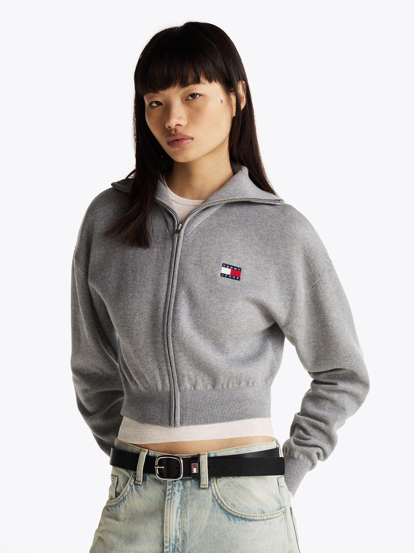 Cárdigan Cropped Con Cierre Gris Tommy Jeans-0