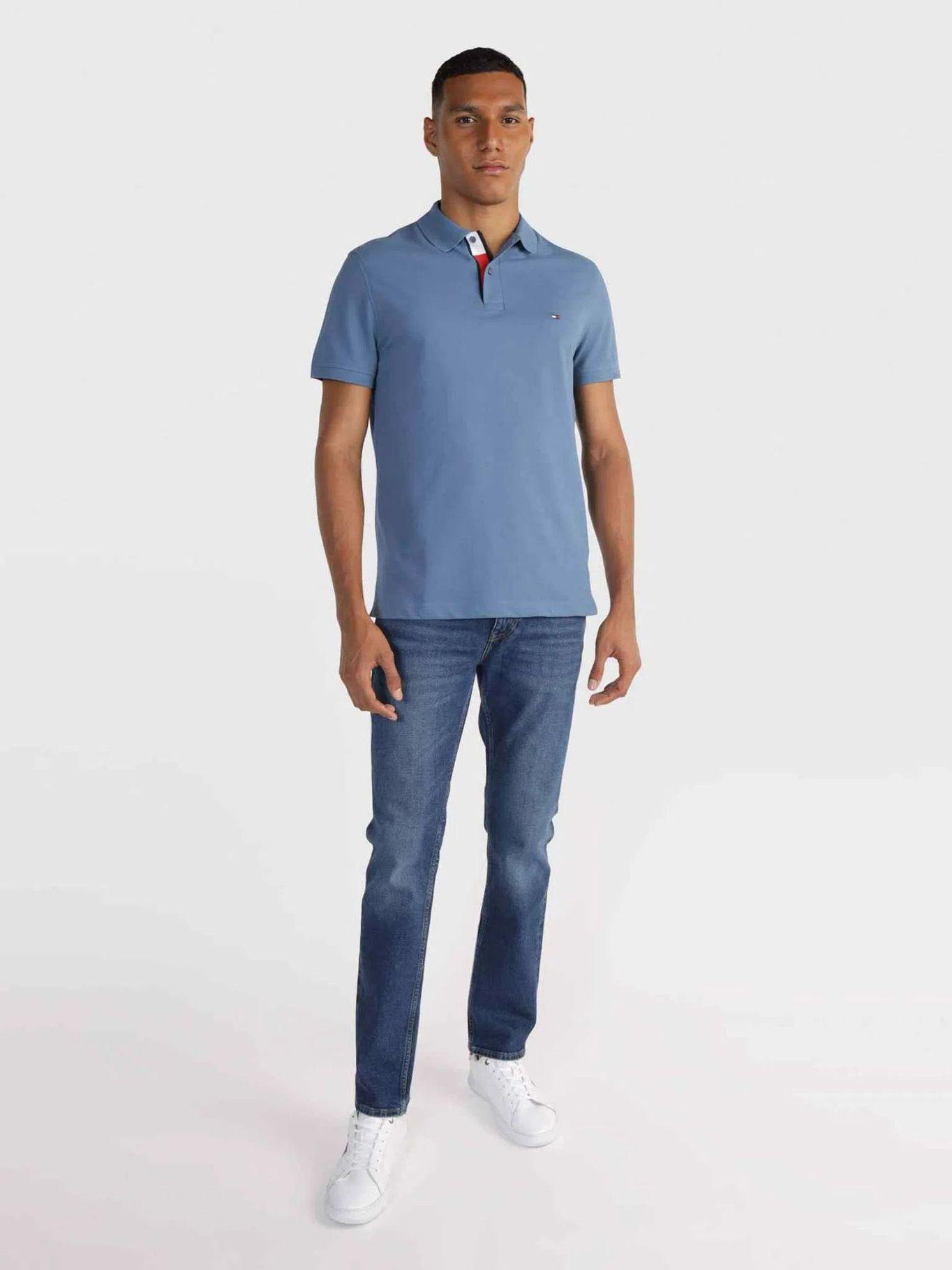 Polo Con Cinta Logo Distintiva Celeste Tommy Hilfiger-1