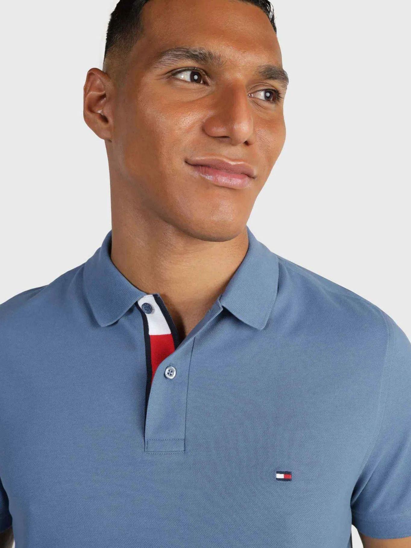 Polo Con Cinta Logo Distintiva Celeste Tommy Hilfiger-3