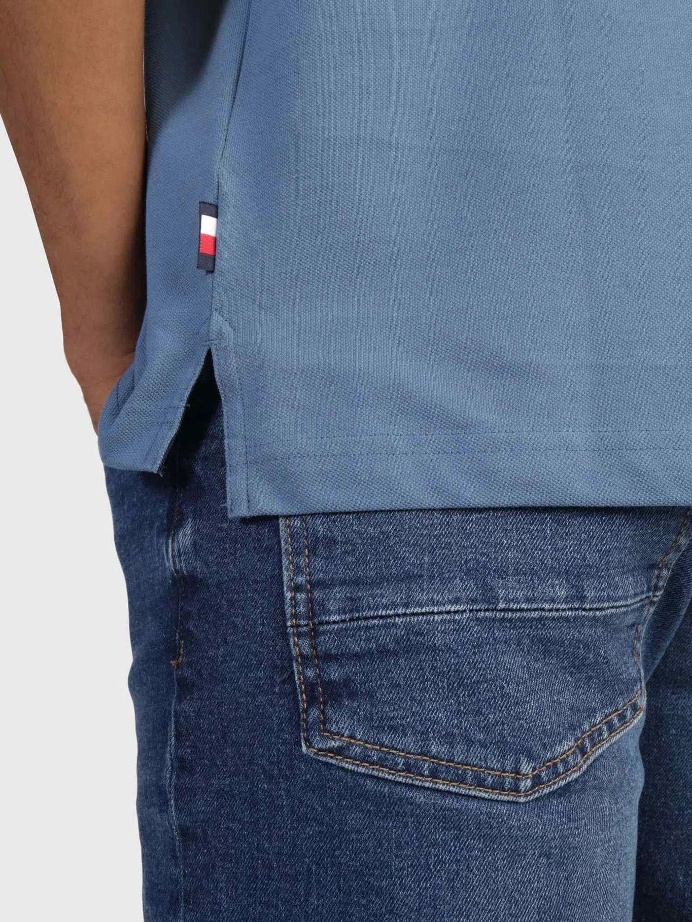 Polo Con Cinta Logo Distintiva Celeste Tommy Hilfiger-4