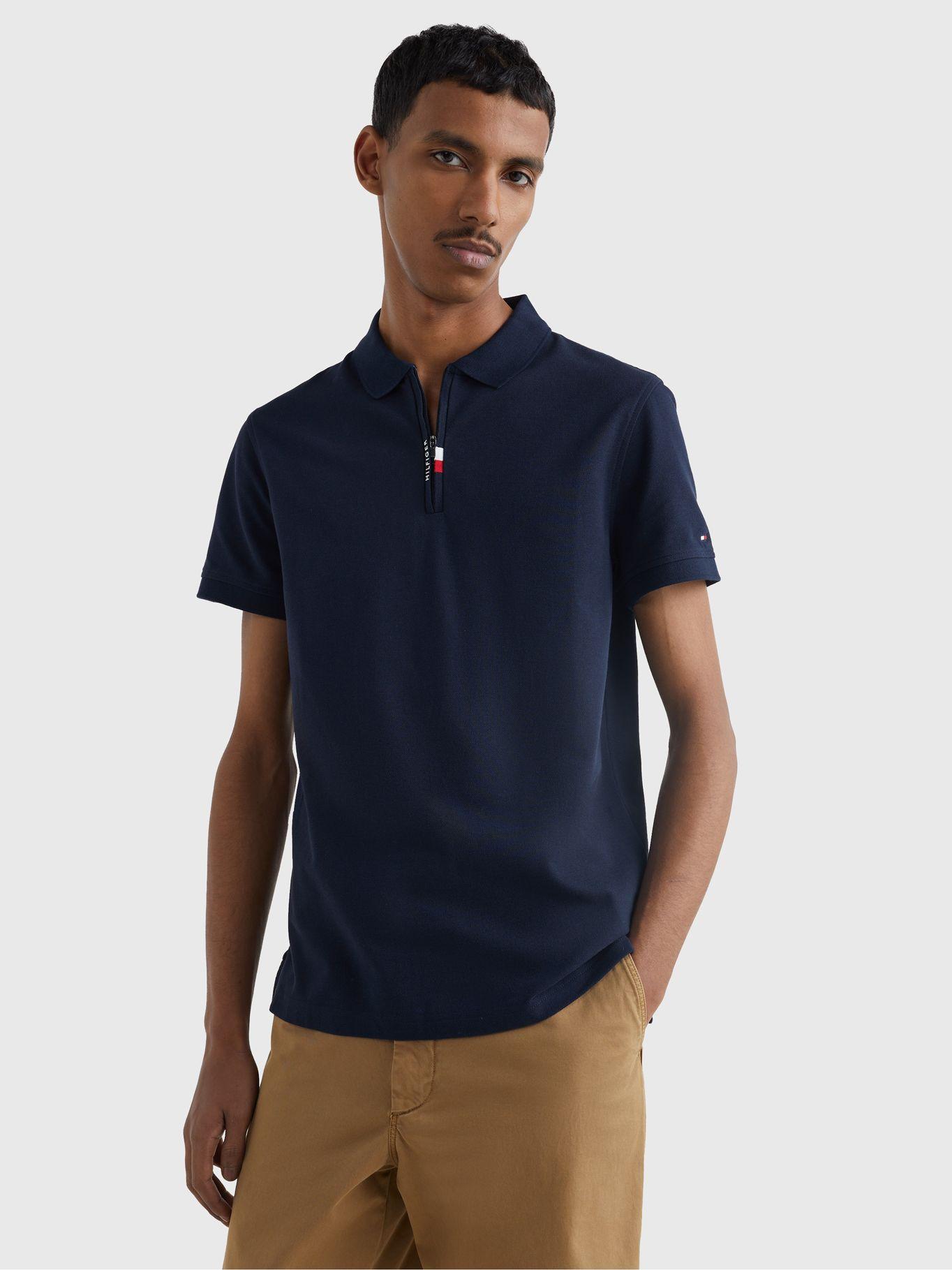 Polo Con Medio Cierre Slim Fit Azul Tommy Hilfiger-0