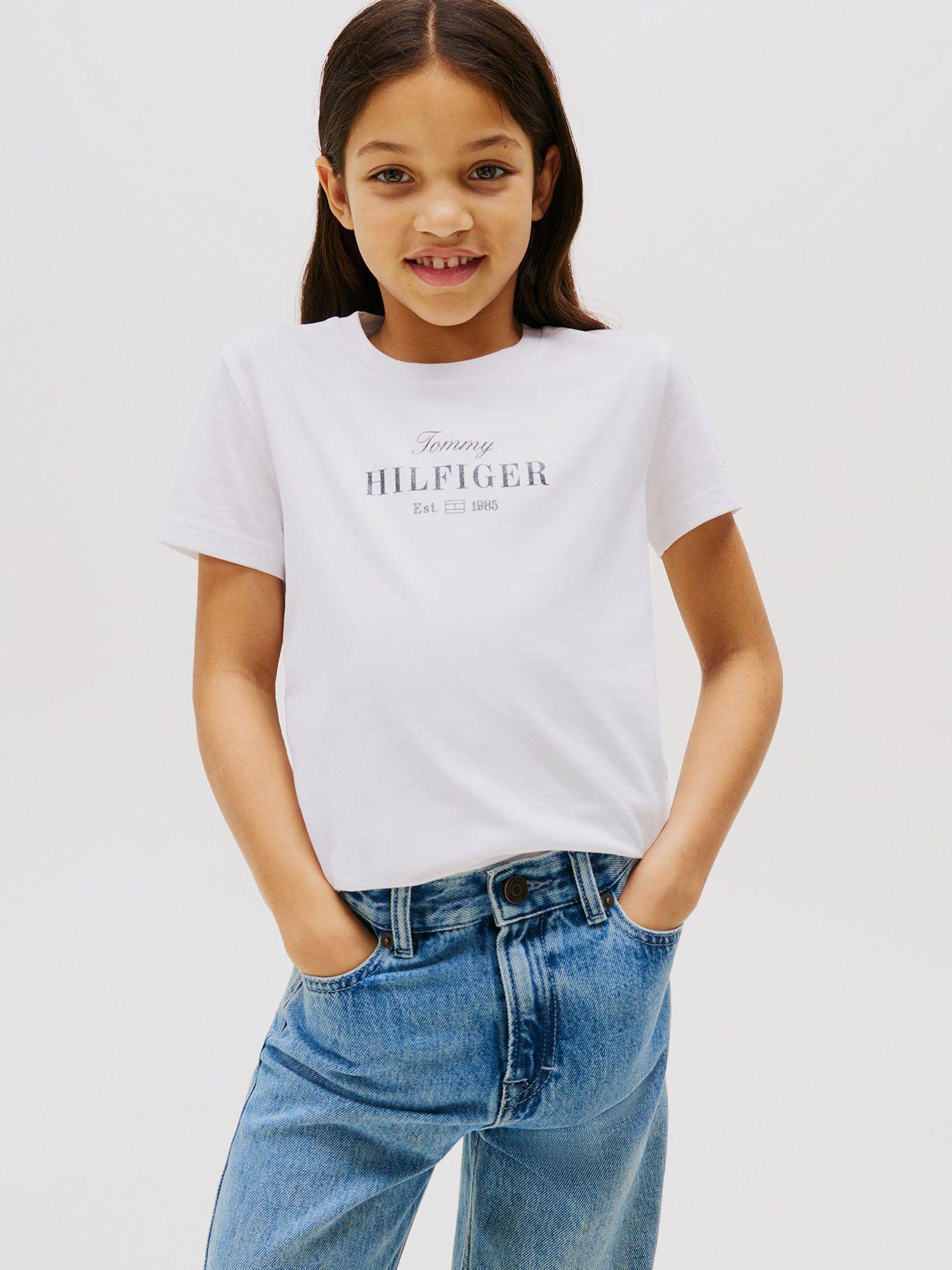 Polera Con Logo De Purpurina Blanco Tommy Hilfiger-0
