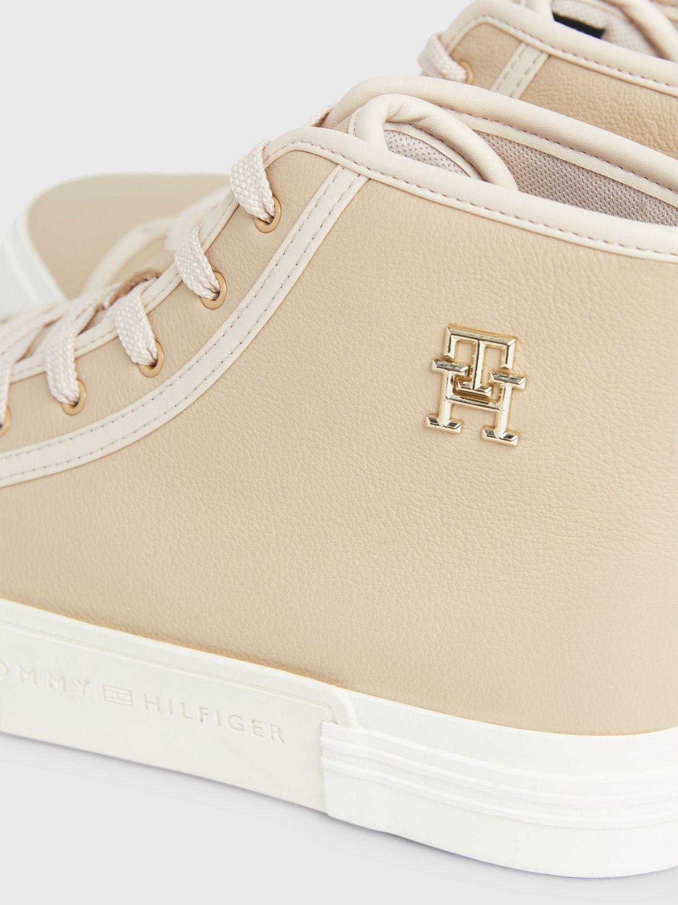 Zapatillas Vulcanizadas De Cuero Beige Tommy Hilfiger-2