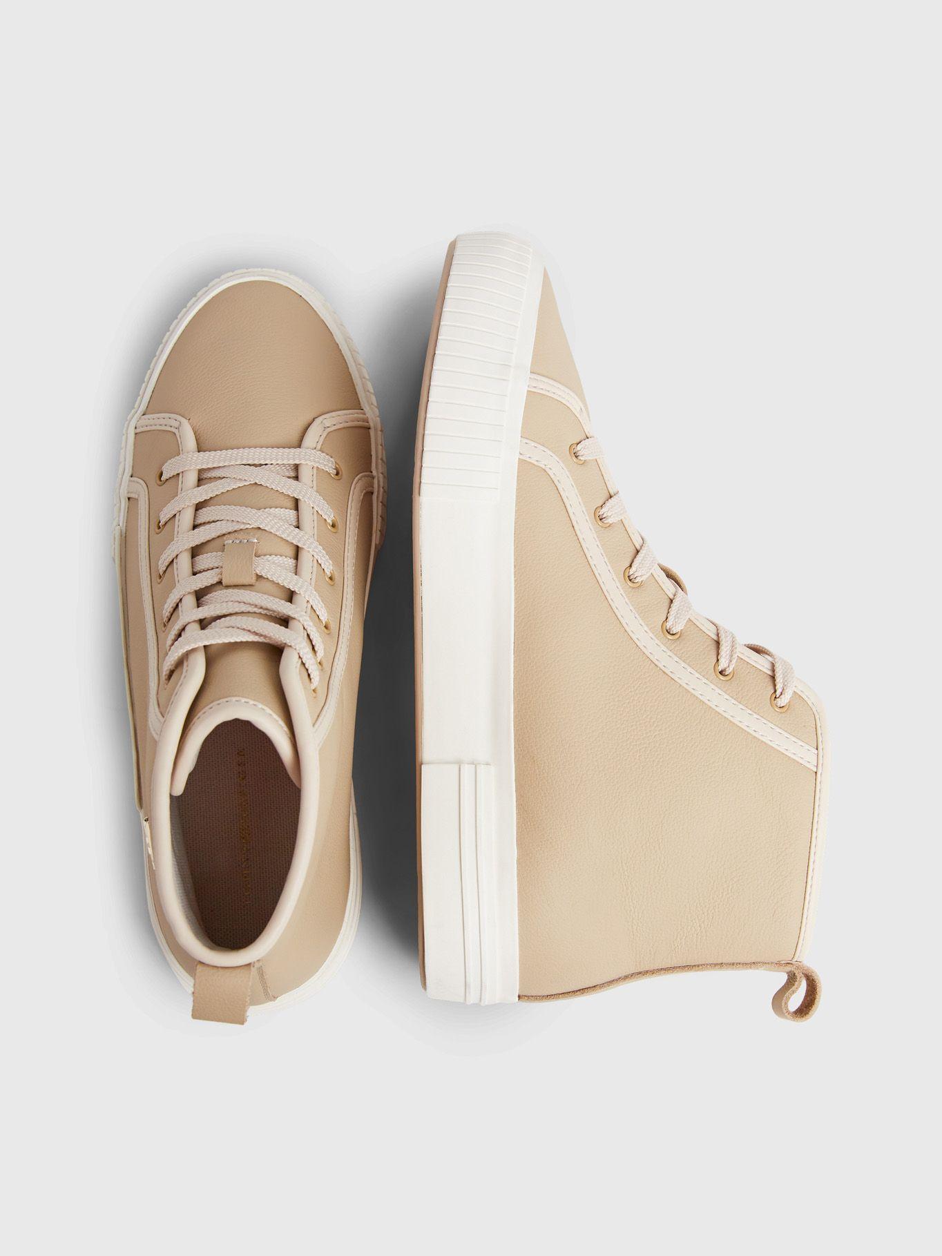 Zapatillas Vulcanizadas De Cuero Beige Tommy Hilfiger-3