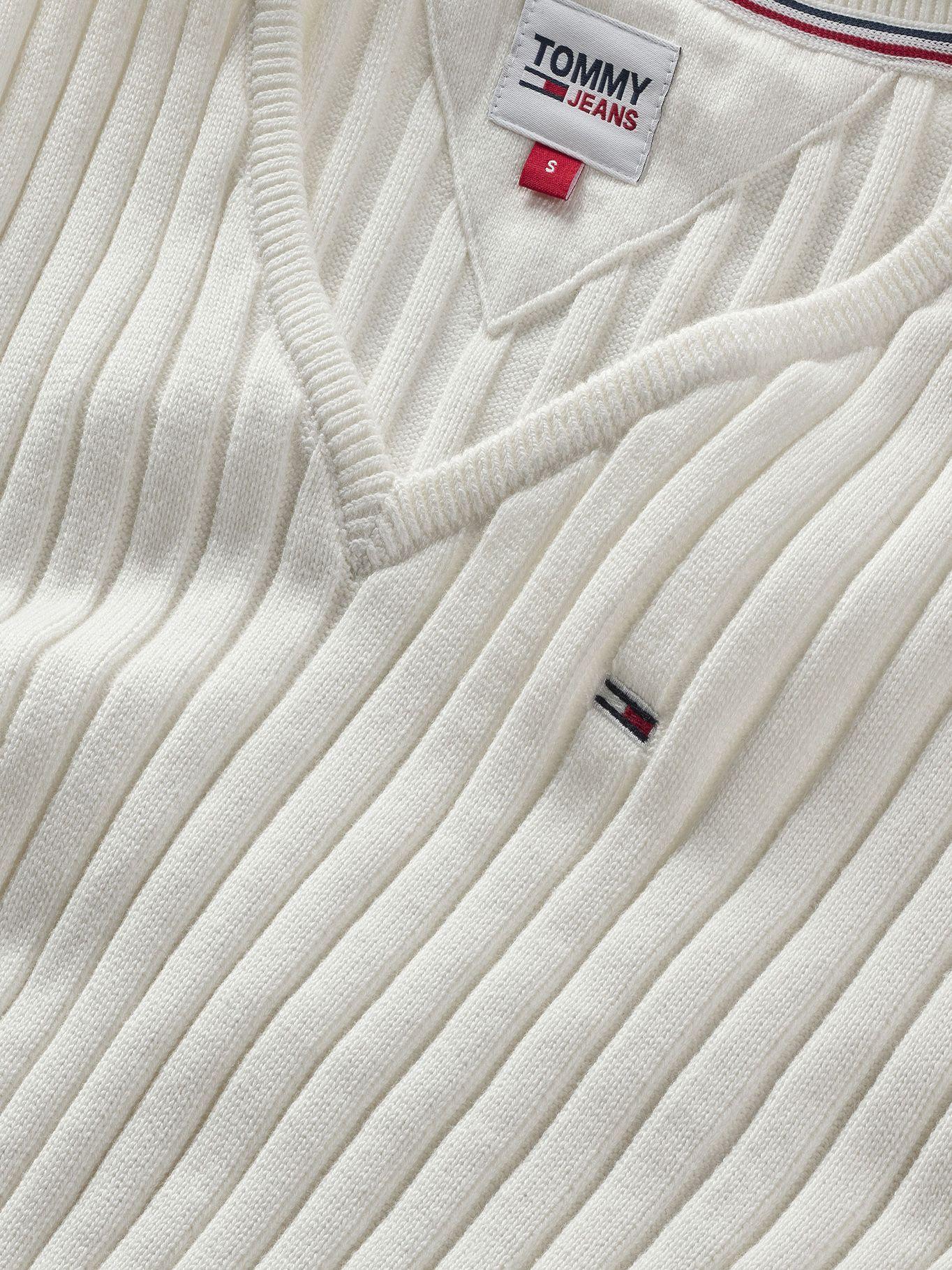 Sweater Crop Trenzado Con Logo Blanco Tommy Jeans-2