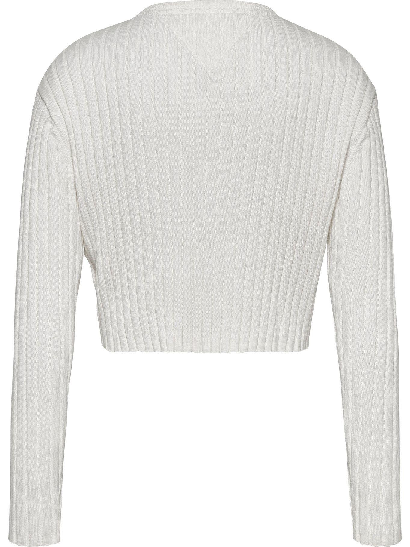 Sweater Crop Trenzado Con Logo Blanco Tommy Jeans-1