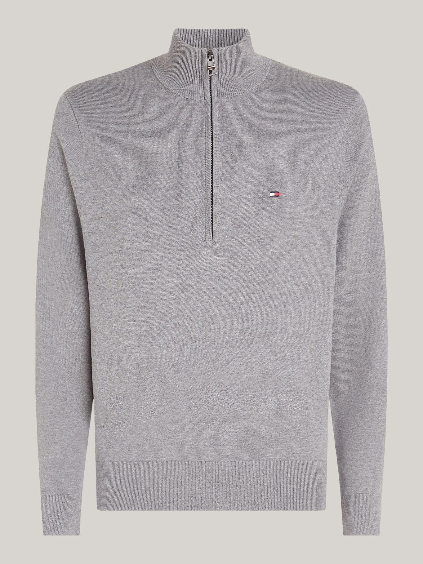 Sweater Essential Cotton Con Medio Cierre Gris Tommy Hilfiger-4