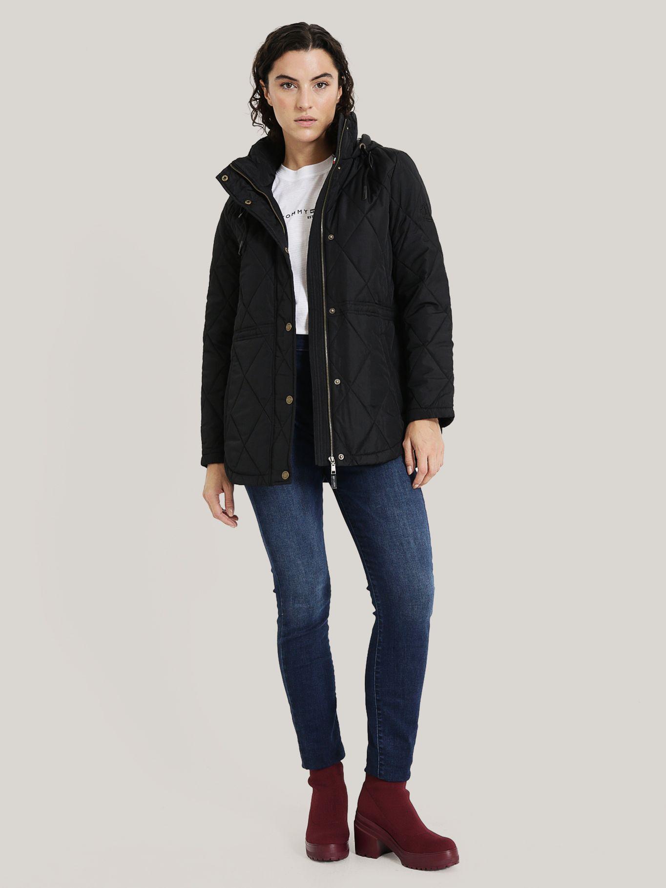 PARKA QUILTED GORRO Y CIERRE NEGRO TOMMY HILFIGER-1