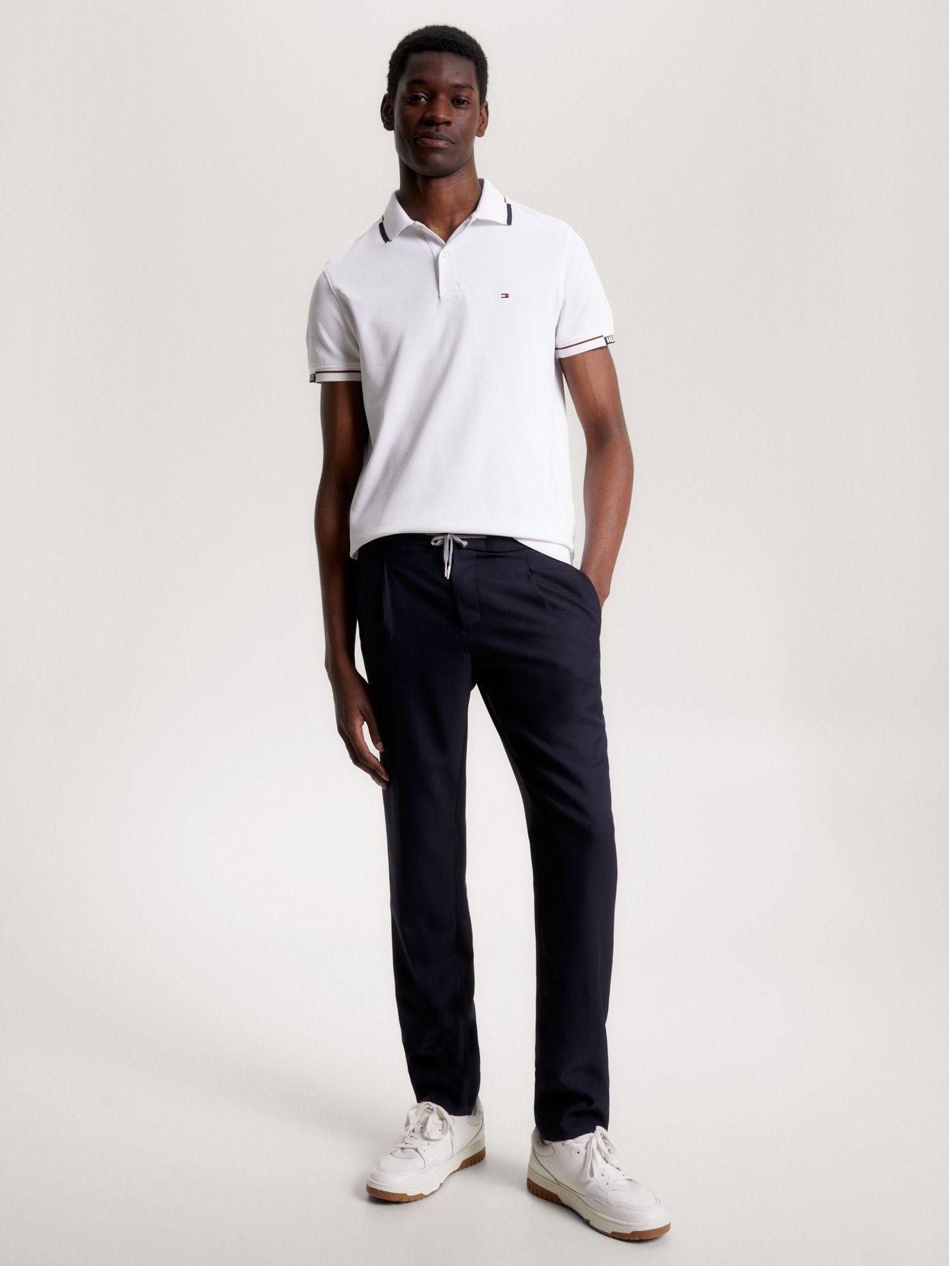 Polo Ribeteado Slim Fit Con Logo Blanco Tommy Hilfiger-1