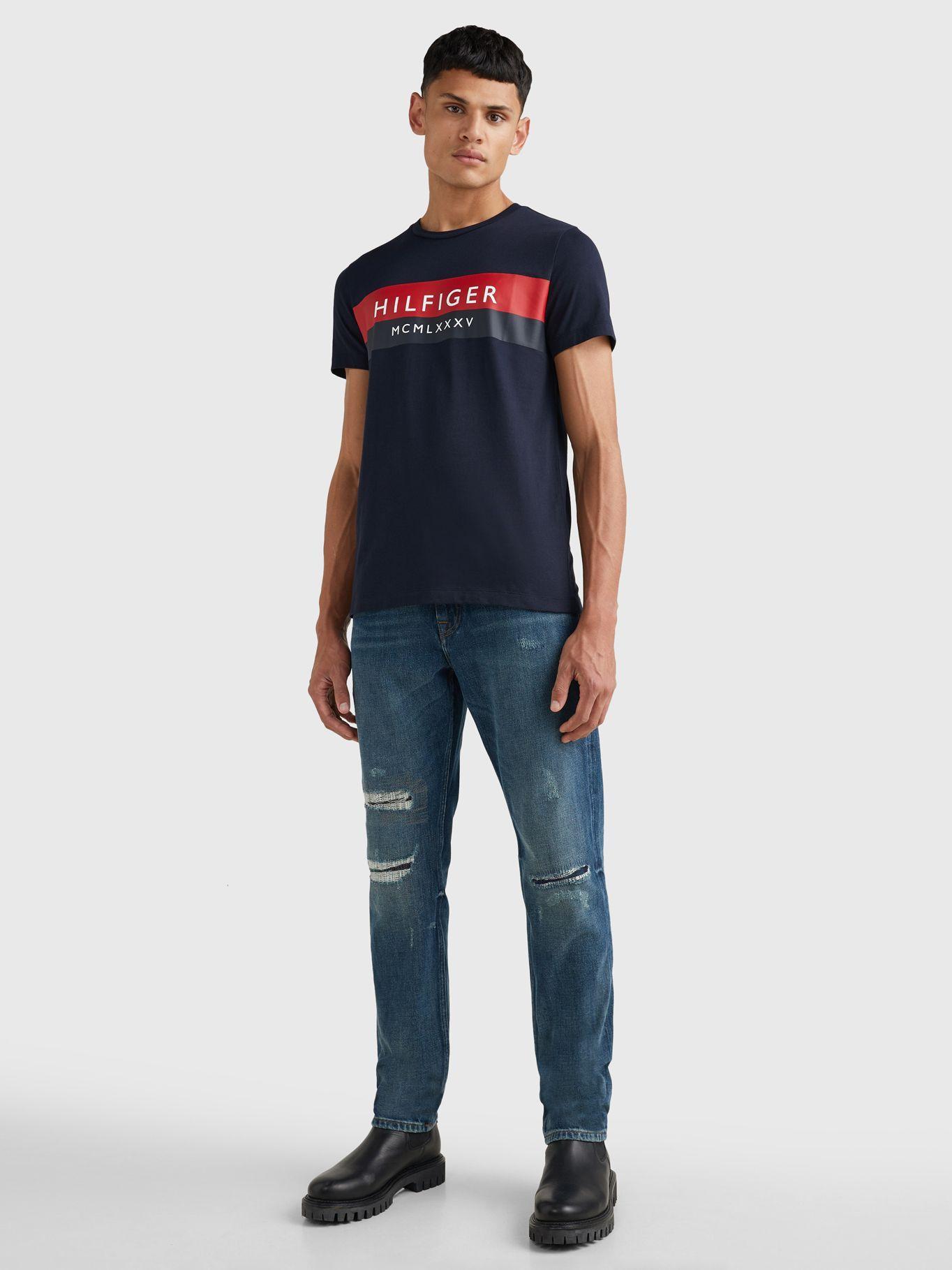 Polera Two Tone Logo Slim Fit Azul Tommy Hilfiger-1