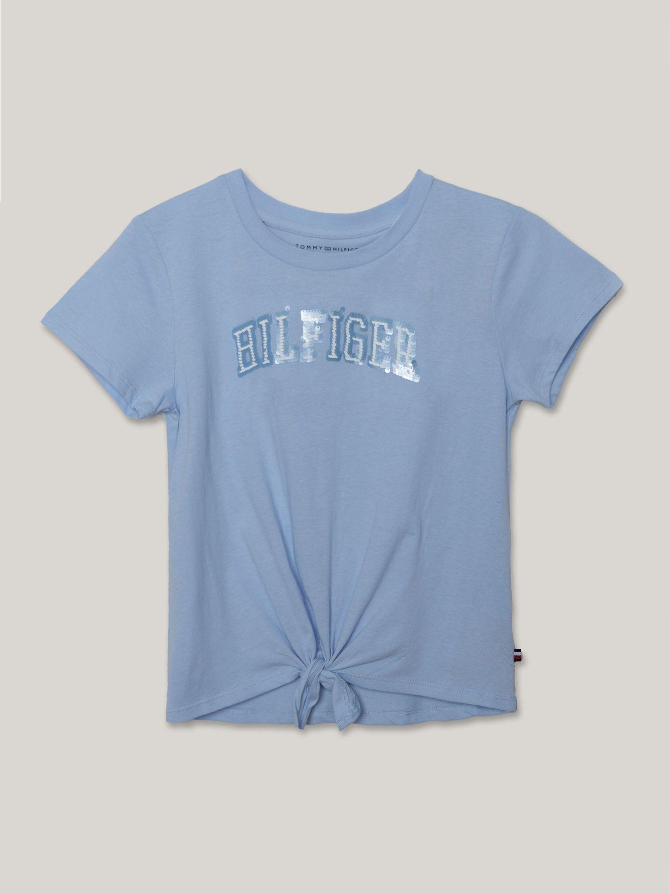Polera De Niña Sequin Con Logo Celeste Tommy Hilfiger-0