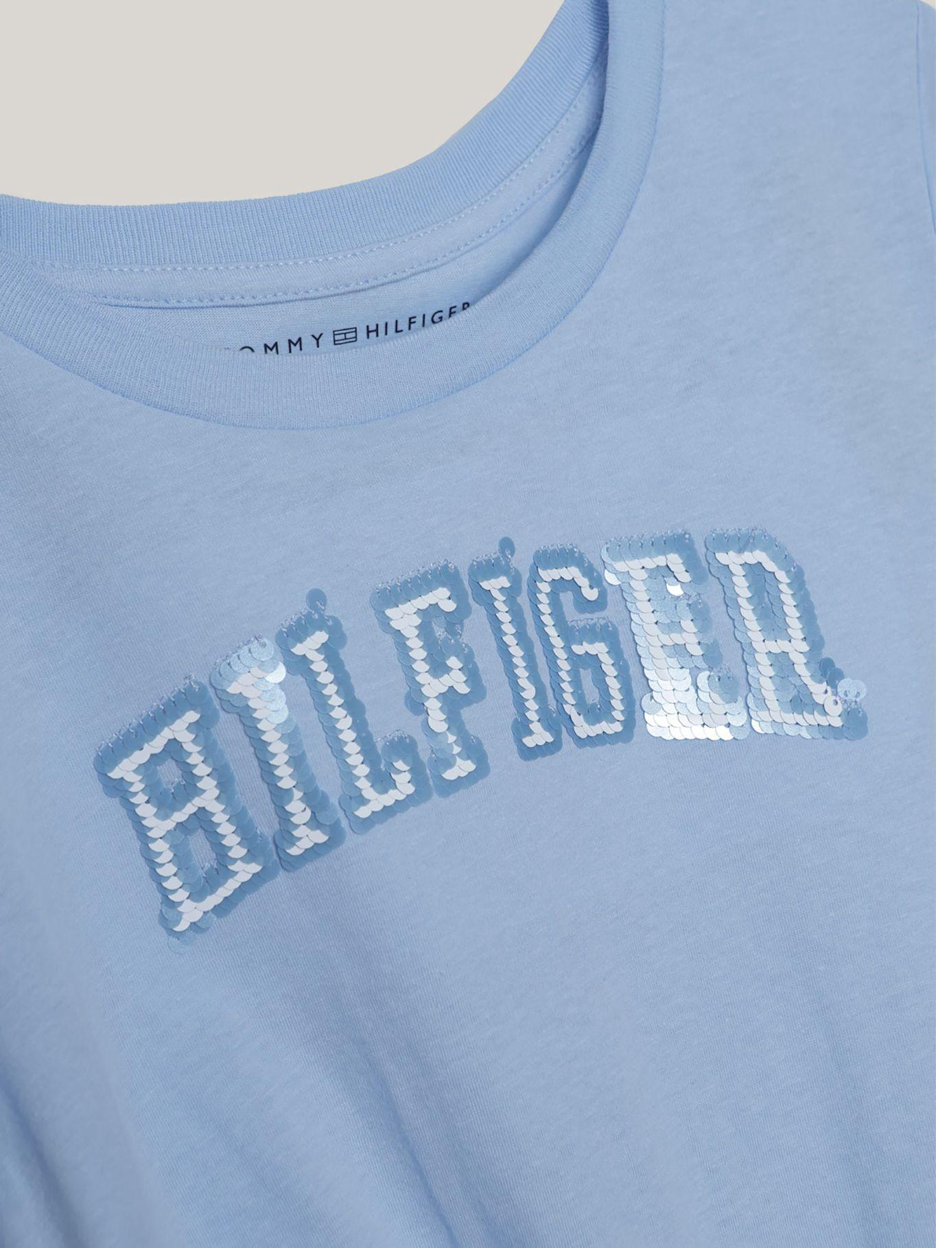 Polera De Niña Sequin Con Logo Celeste Tommy Hilfiger-3