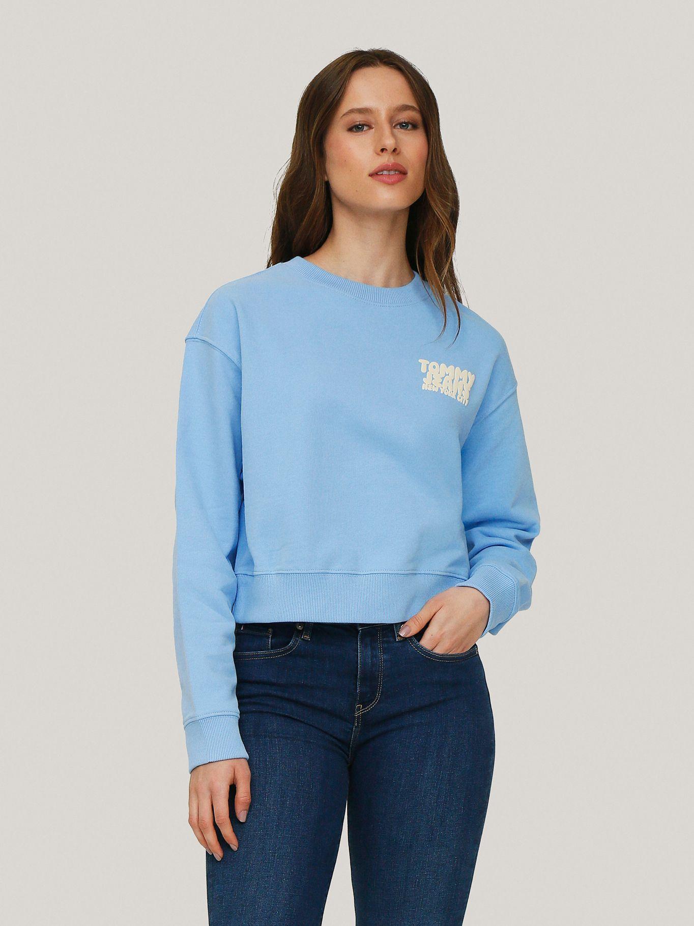 Polerón Cropped Bubble Logo Celeste Tommy Jeans-0