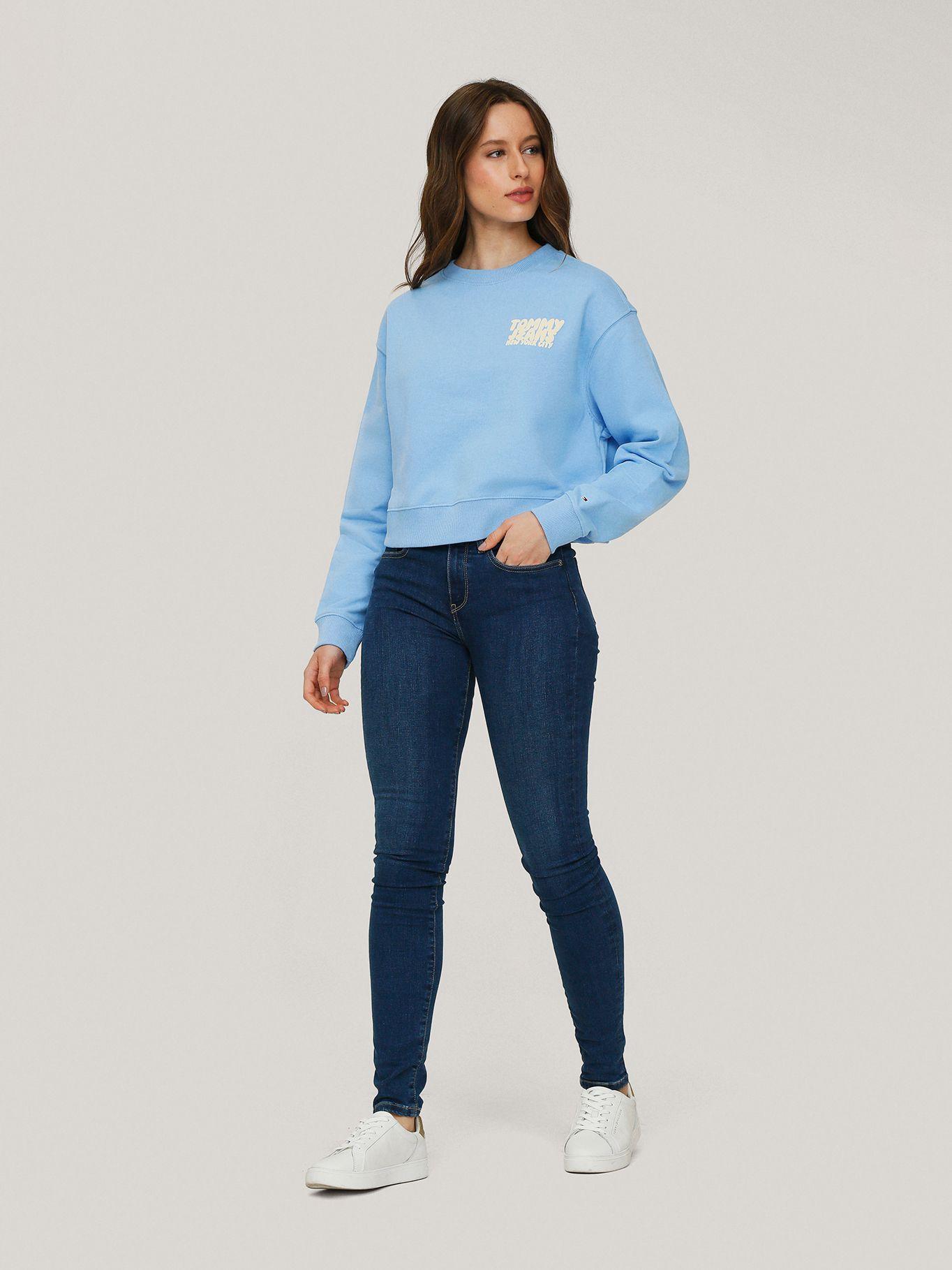 Polerón Cropped Bubble Logo Celeste Tommy Jeans-1