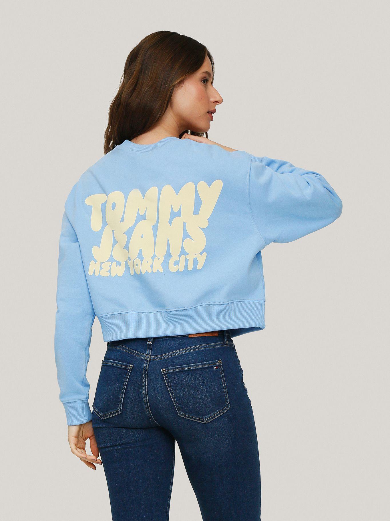 Polerón Cropped Bubble Logo Celeste Tommy Jeans-3