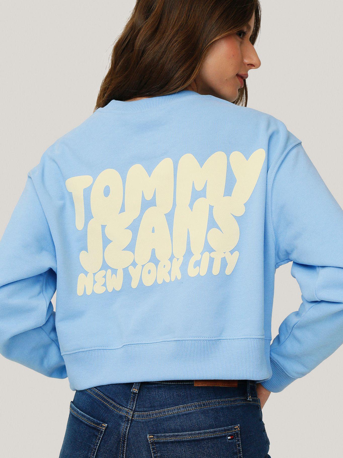 Polerón Cropped Bubble Logo Celeste Tommy Jeans-4