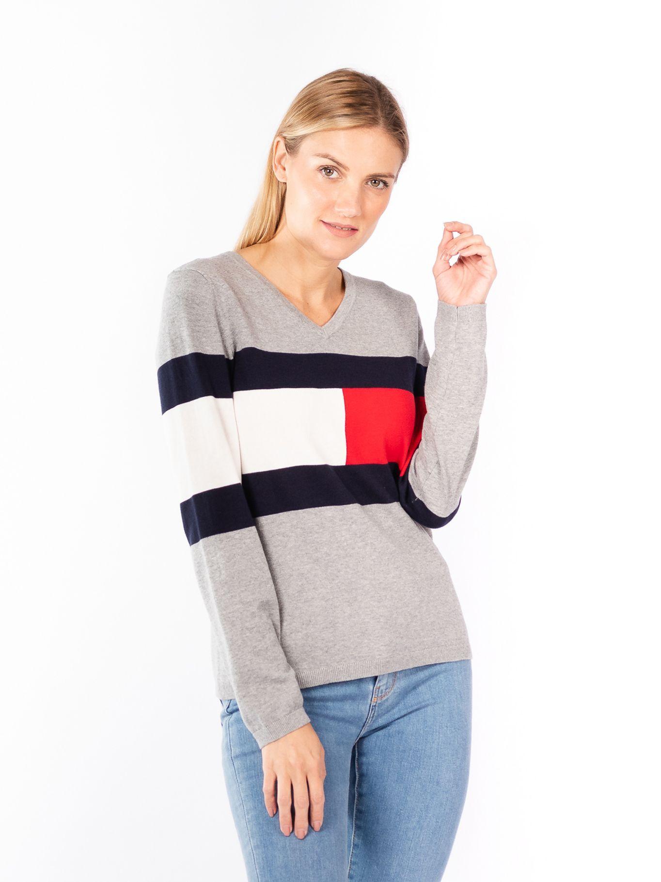 Sweater Ivy Logo Flag Gris Tommy Hilfiger-0