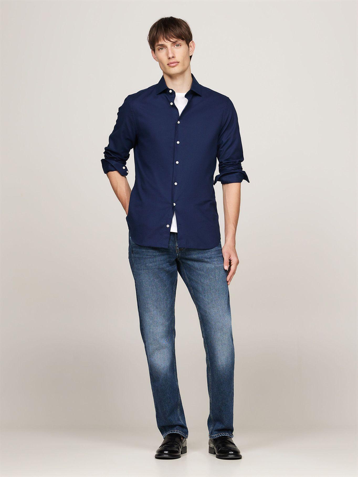 Camisa Tejido Dobby Slim Fit Azul Tommy Hilfiger-1