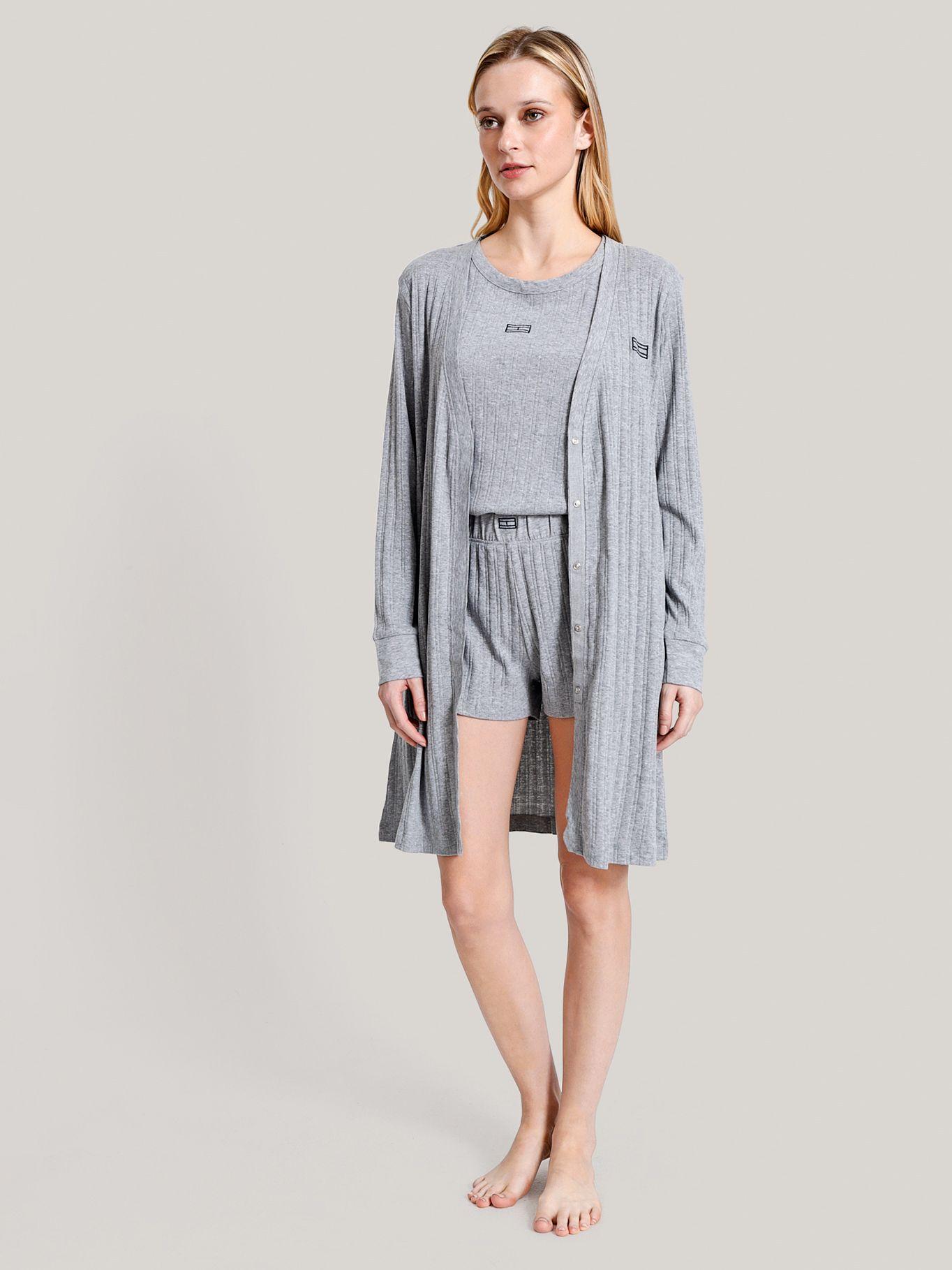 Pijama Set De 3 Piezas Con Logo Gris Tommy Hilfiger-0