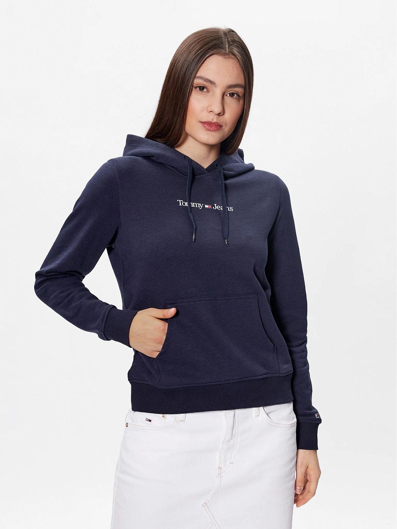 Polerón Hoodie Serif Linear Logo Azul Tommy Jeans-0