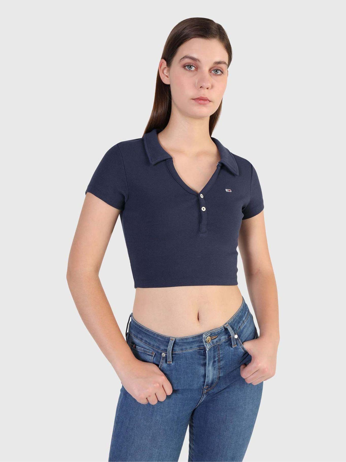 Polera Crop Con Logo Azul Tommy Jeans-0
