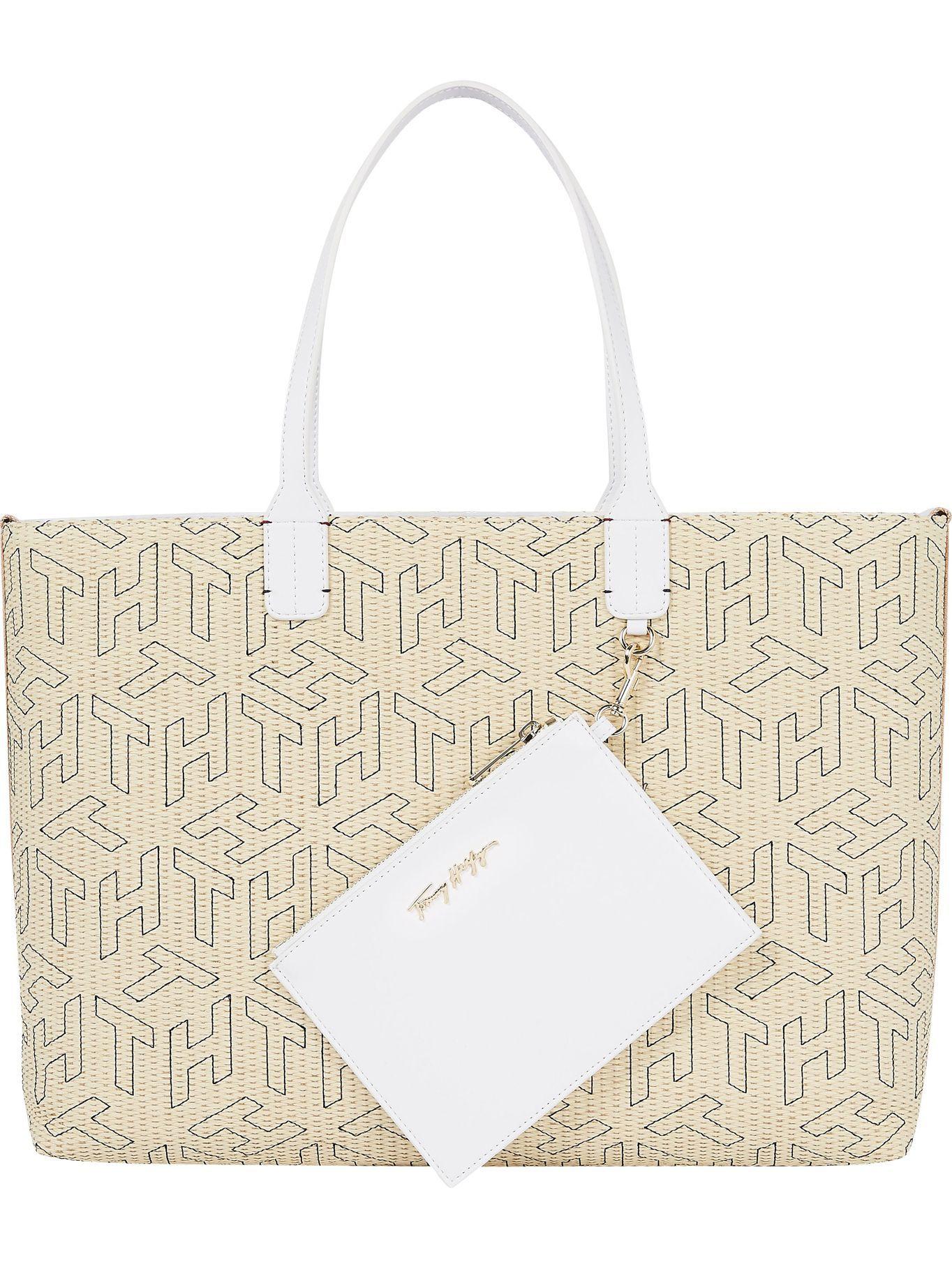 Bolso Tote Iconic De Paja Monogram Café Tommy Hilfiger-5