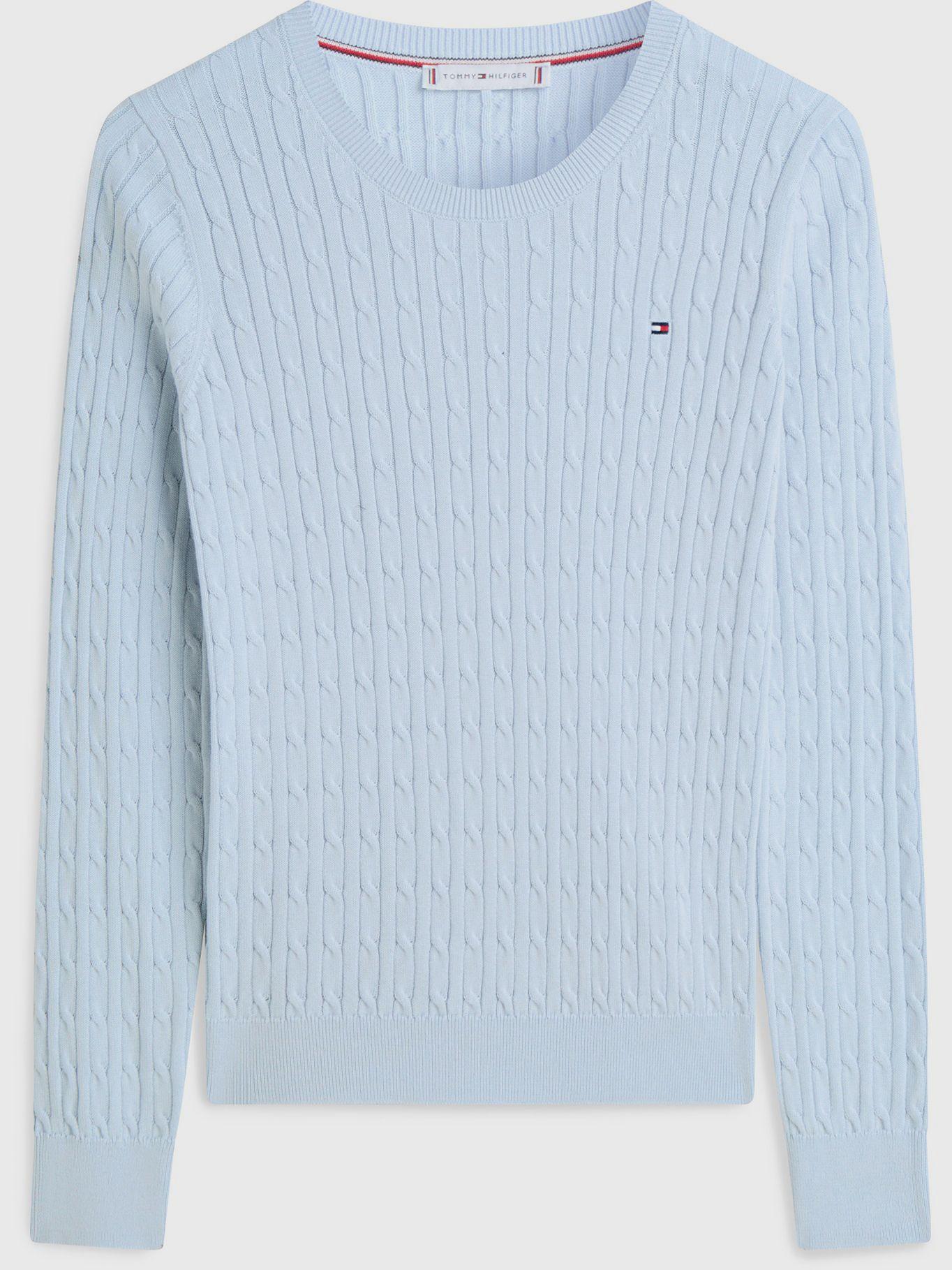 Sweater De Tejido Cable Celeste Tommy Hilfiger-3