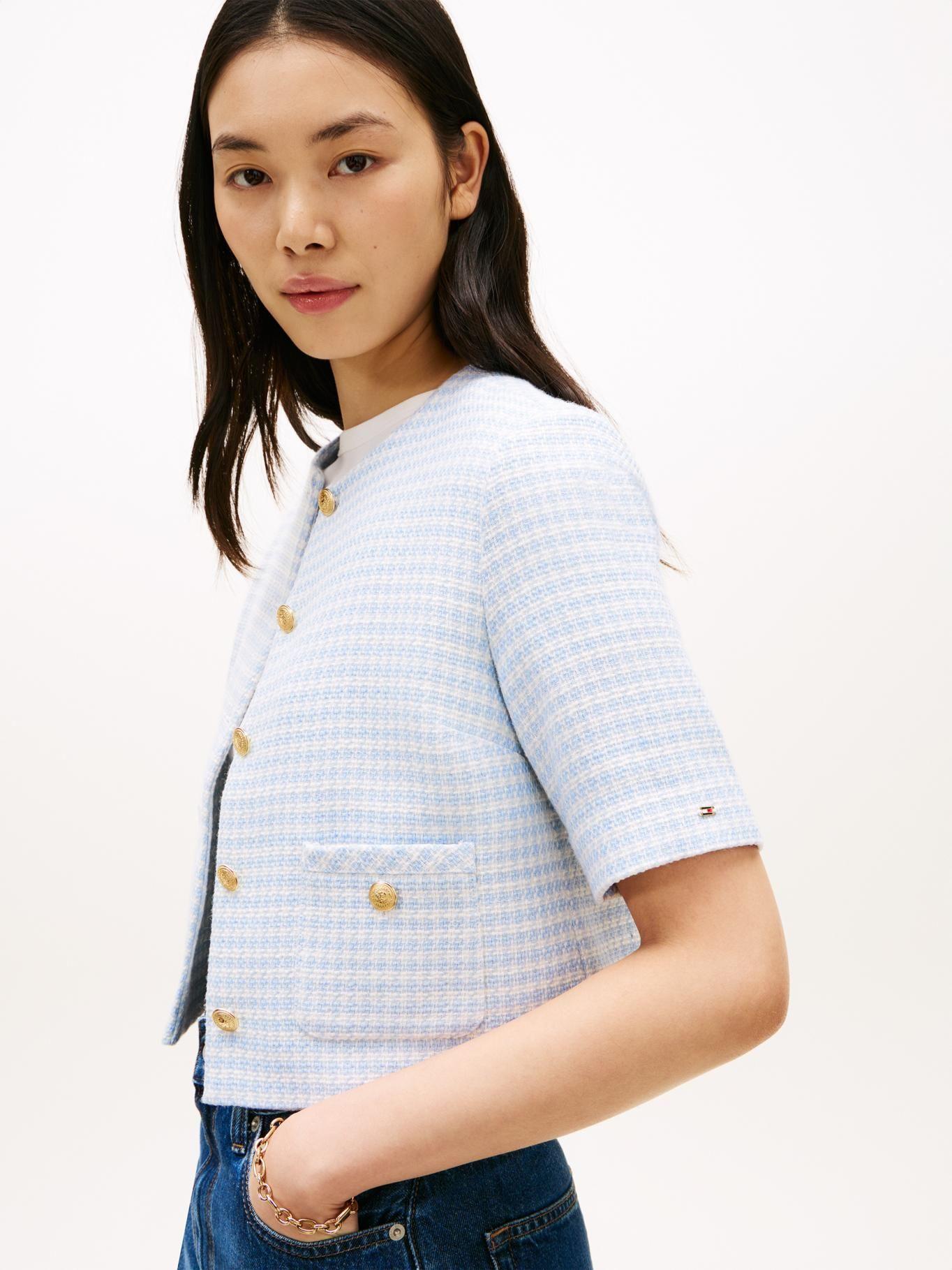 Chaqueta Tweed Con Cuello Redondo-3