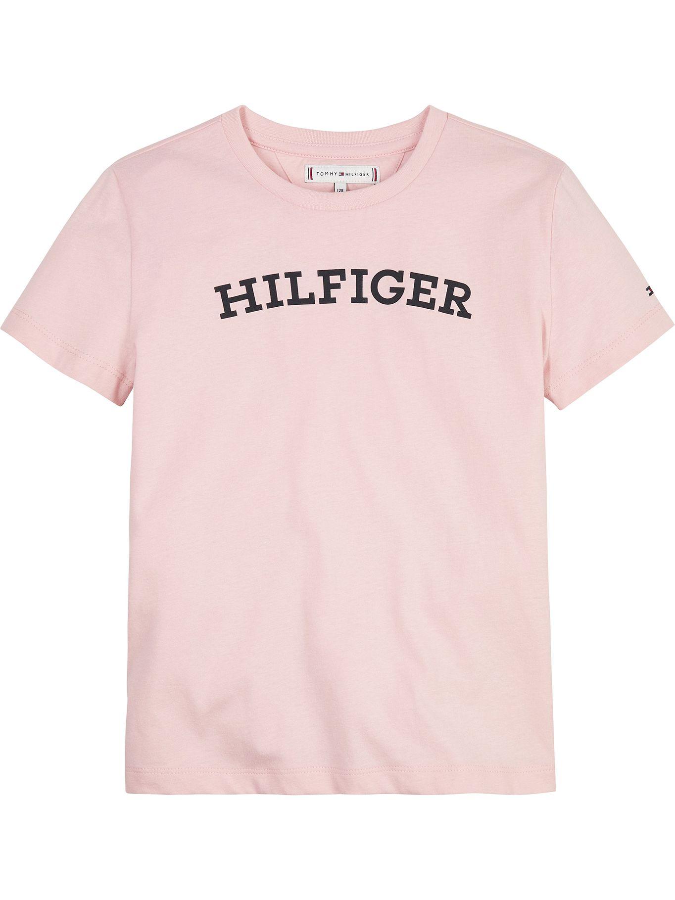Polera De Niña Con Logo Monotype Rosado Tommy Hilfiger-0