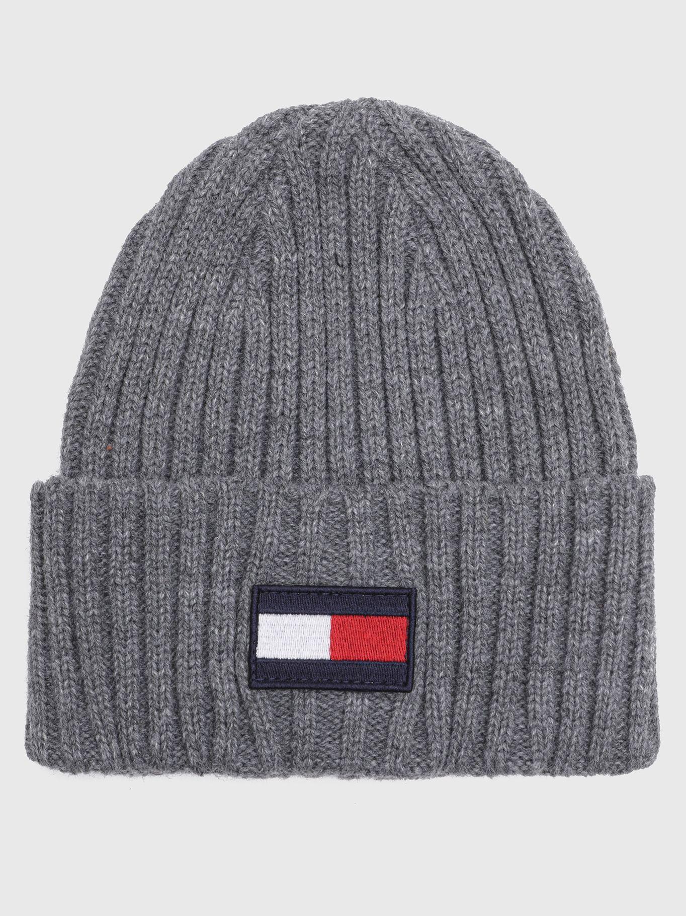 Gorro Beanie Flag Patch Gris Tommy Hilfiger-0