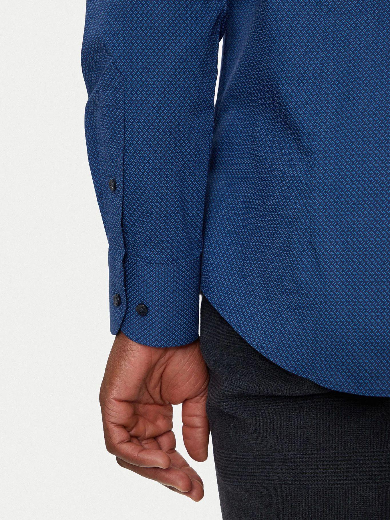 Camisa Mini Print Slim Fit Azul Tommy Hilfiger-4