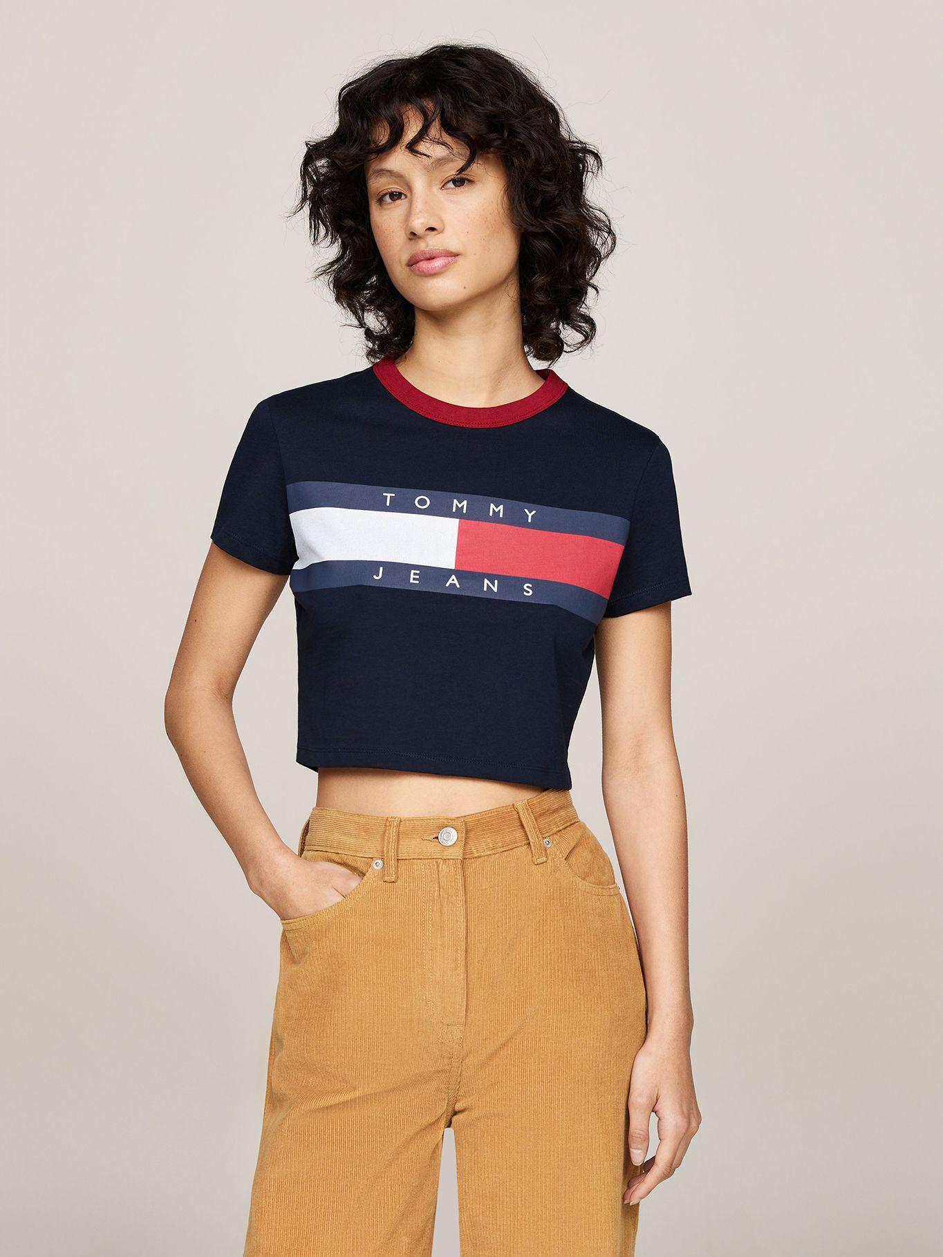 Polera Cropped Slim Fit Con Logo Azul Tommy Jeans-0