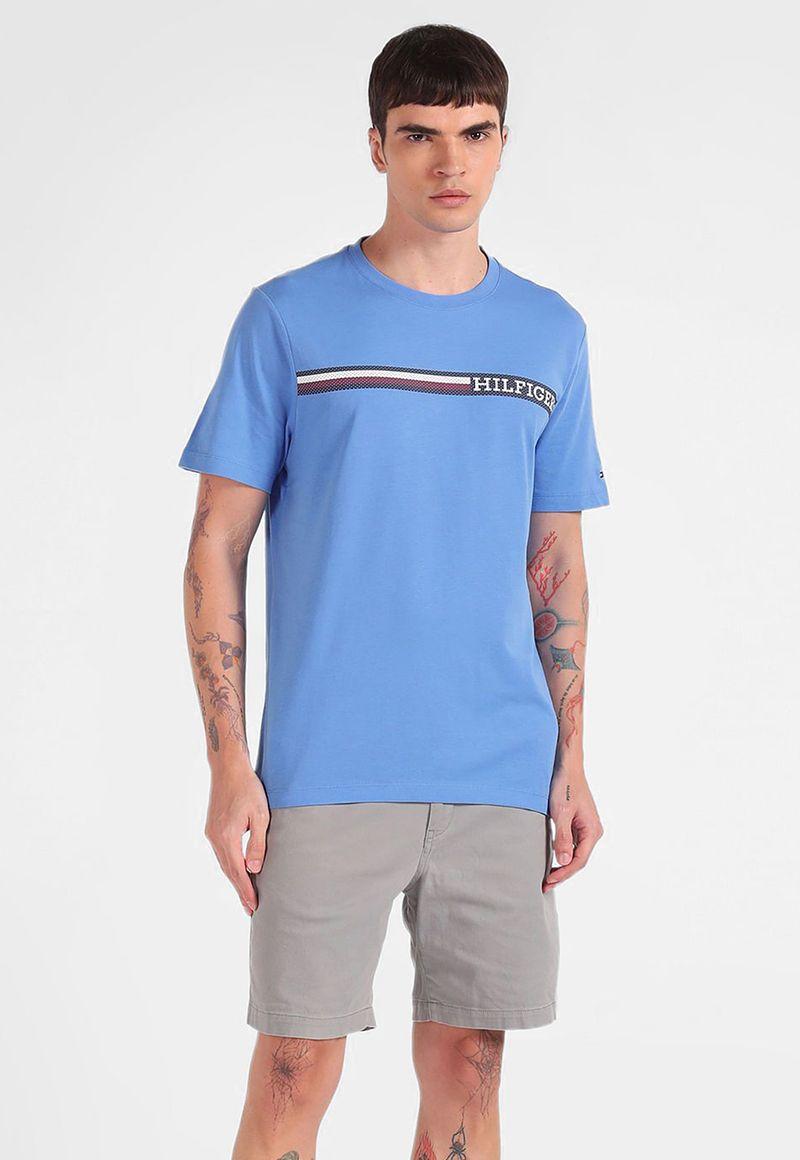 POLERA MONOTYPE STRIPE LOGO CELESTE TOMMY HILFIGER-1