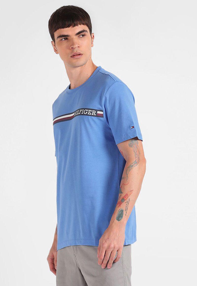 POLERA MONOTYPE STRIPE LOGO CELESTE TOMMY HILFIGER-3