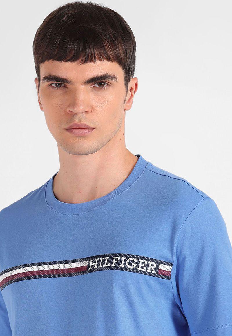 POLERA MONOTYPE STRIPE LOGO CELESTE TOMMY HILFIGER-4