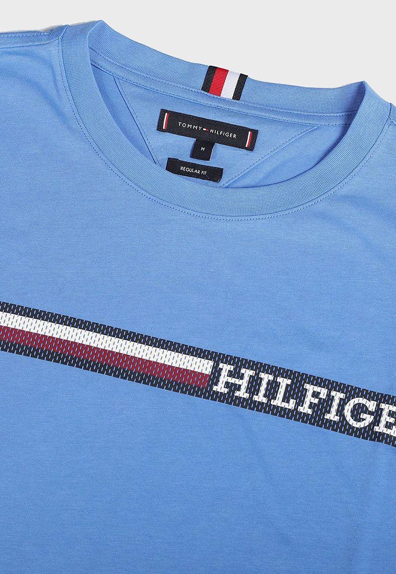 POLERA MONOTYPE STRIPE LOGO CELESTE TOMMY HILFIGER-5