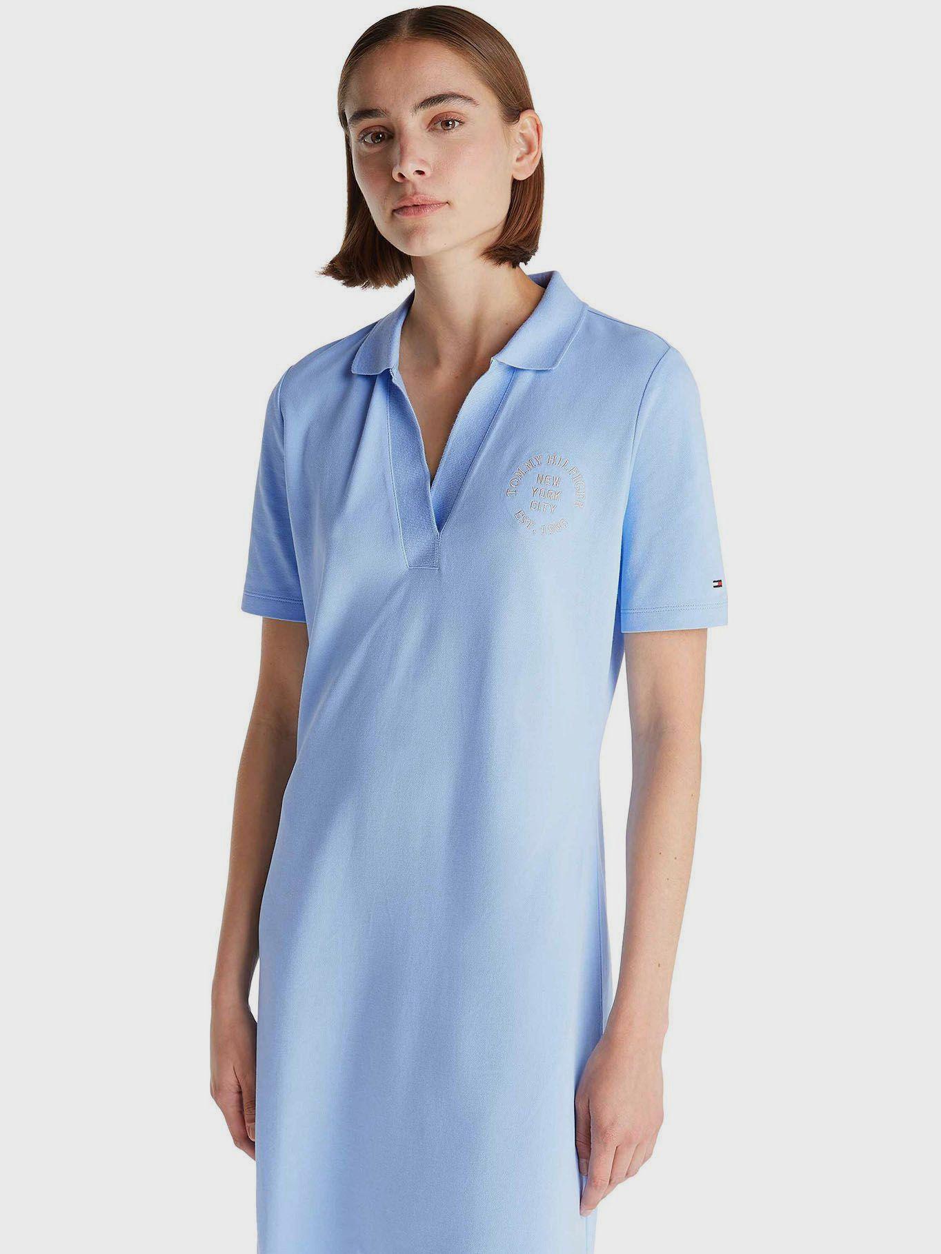 Vestido Polo Con Logo Celeste Tommy Hilfiger-3