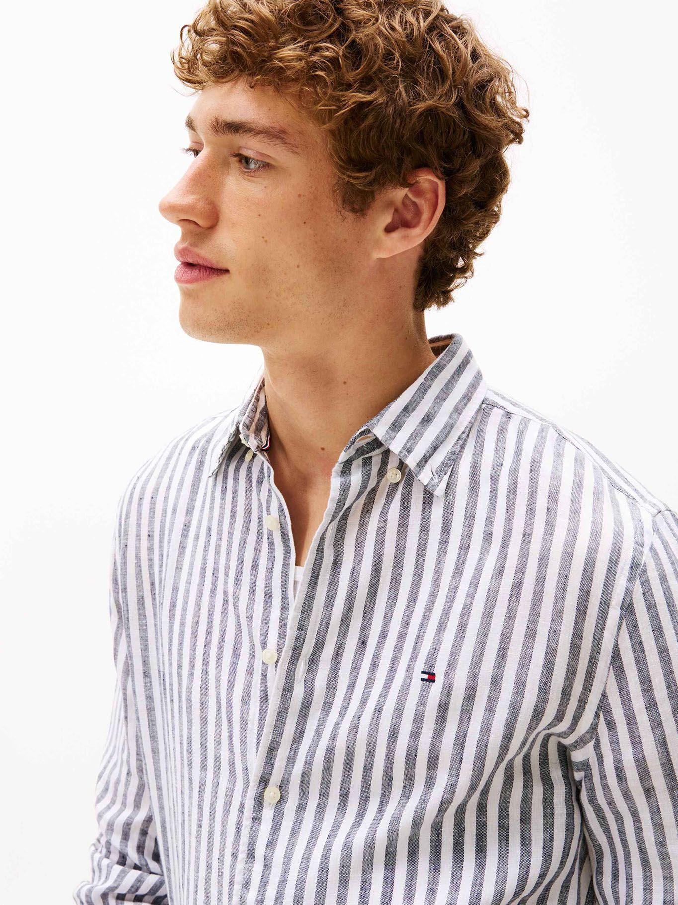 Camisa Linen Stripe Regular Fit Gris Tommy Hilfiger-3
