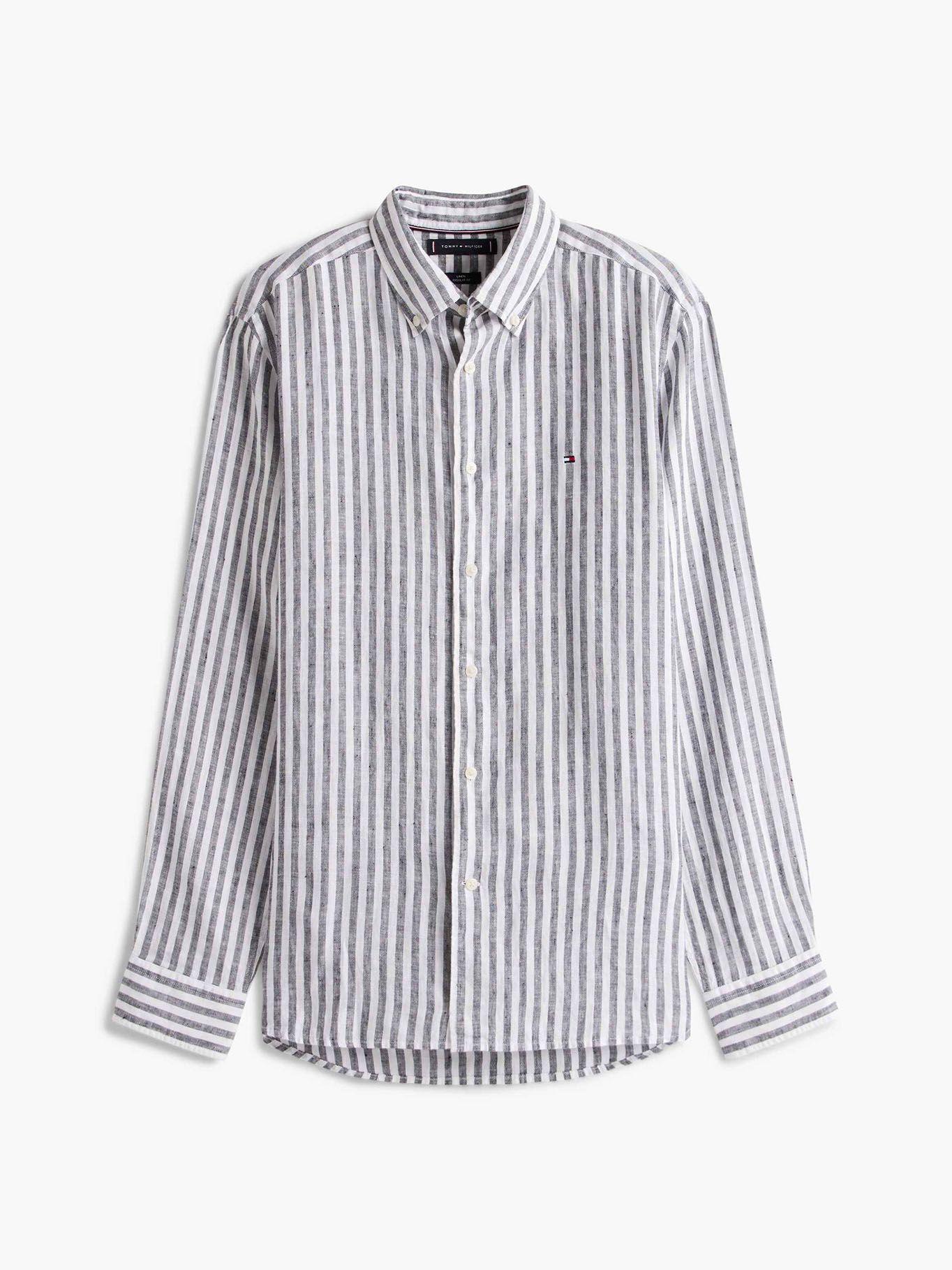 Camisa Linen Stripe Regular Fit Gris Tommy Hilfiger-4