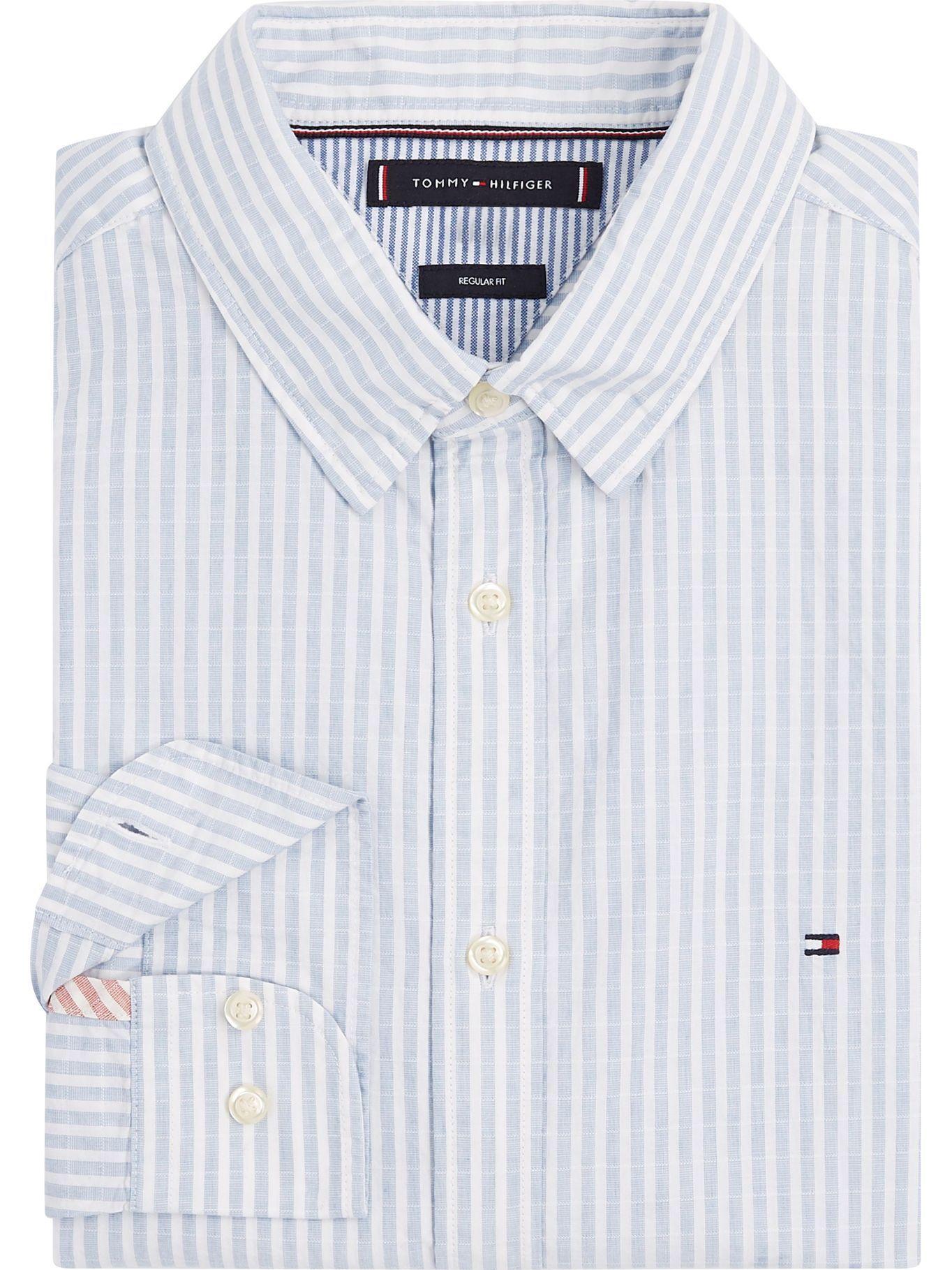 Camisa Dobby Print A Rayas Celeste Tommy Hilfiger-3