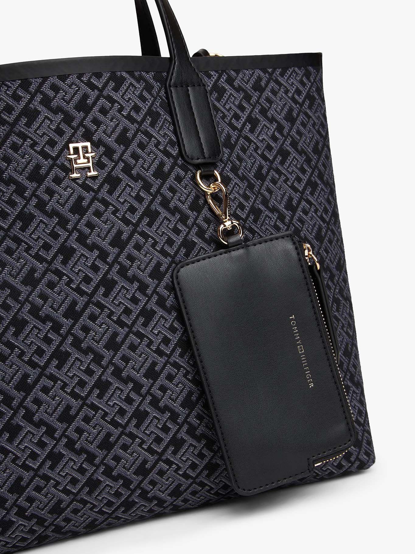 Cartera Satchel Jacquard Monogram Negro Tommy Hilfiger-4