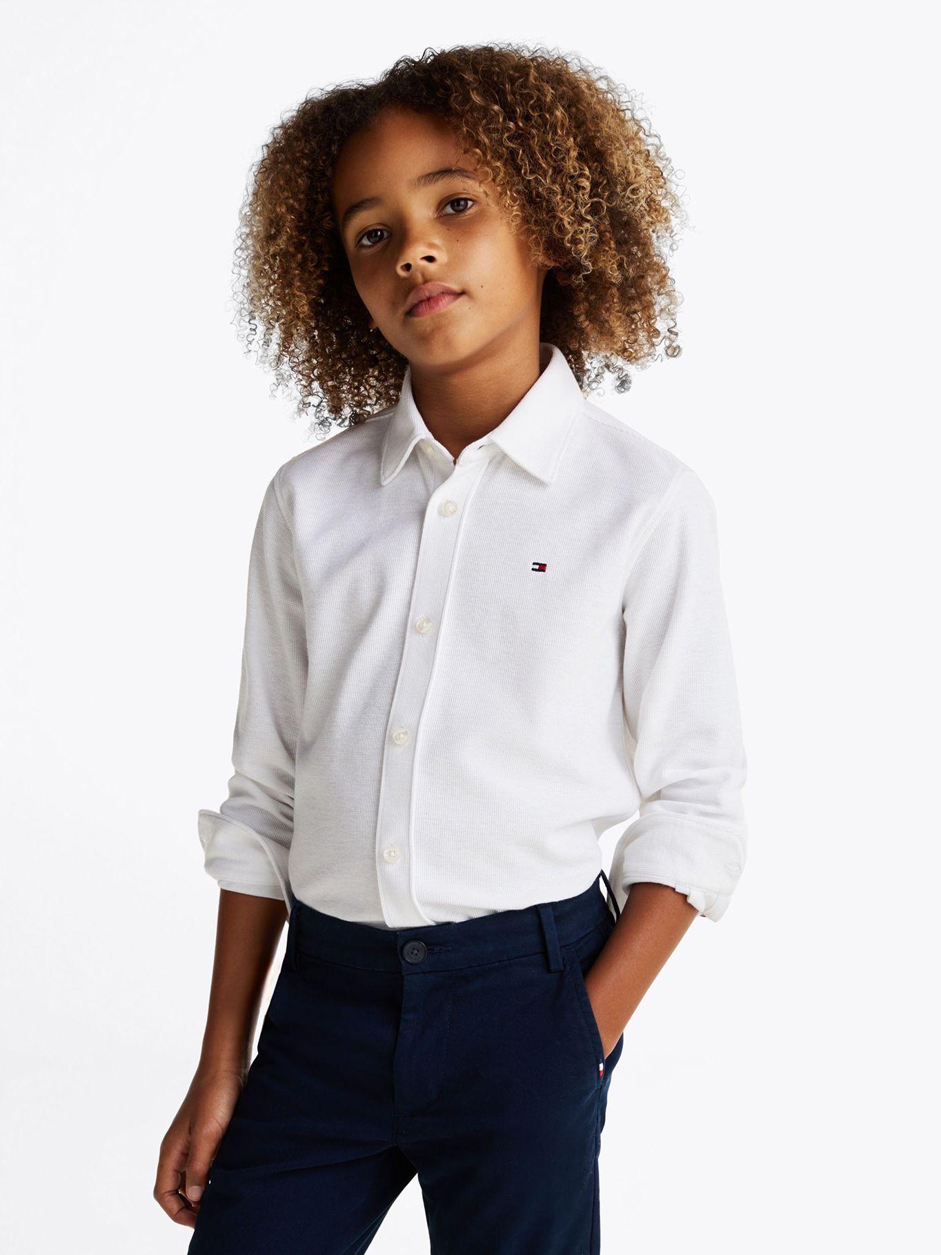 Camisa Micro Waffle Con Logo Blanco Tommy Hilfiger-0