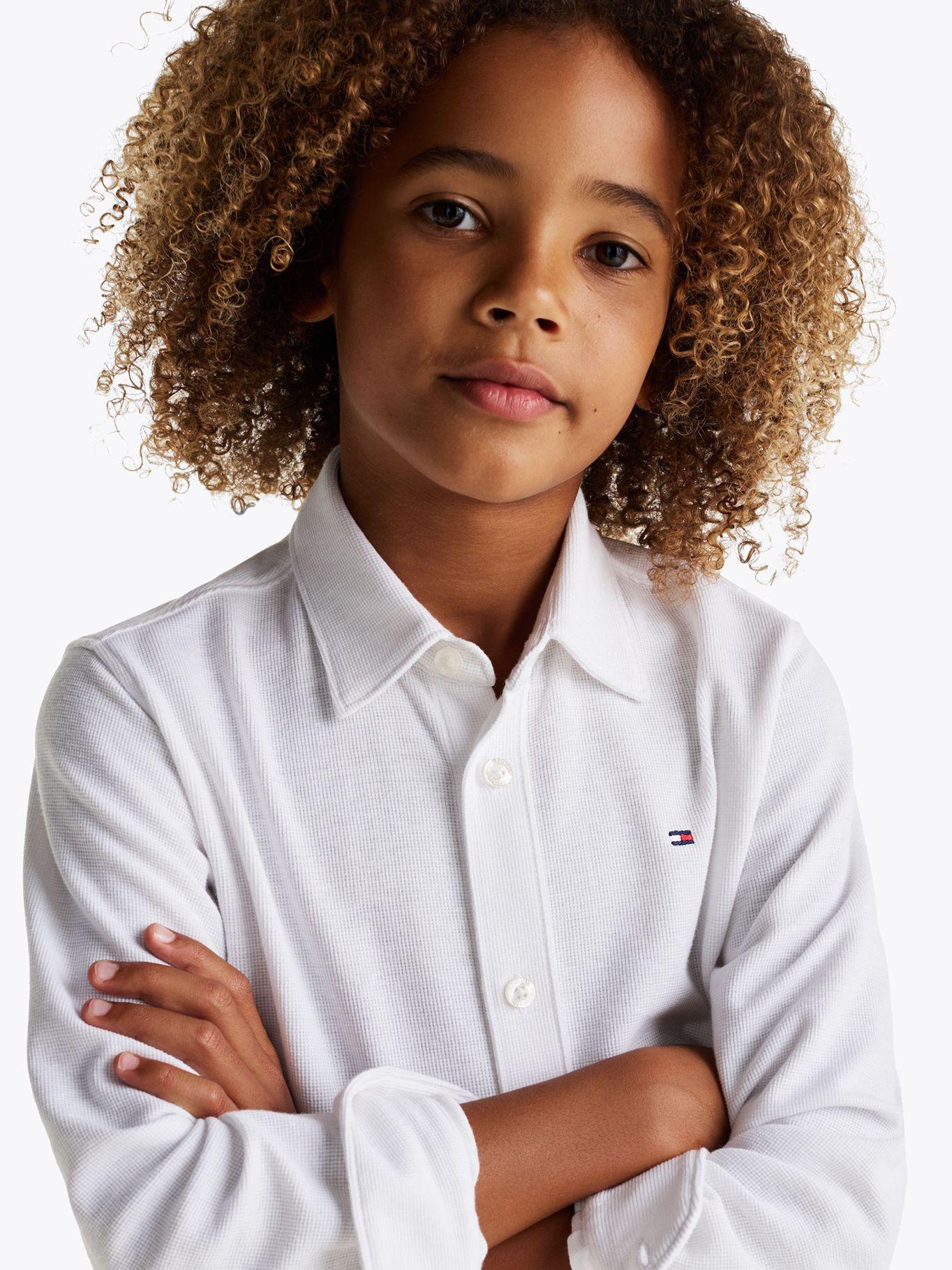 Camisa Micro Waffle Con Logo Blanco Tommy Hilfiger-3