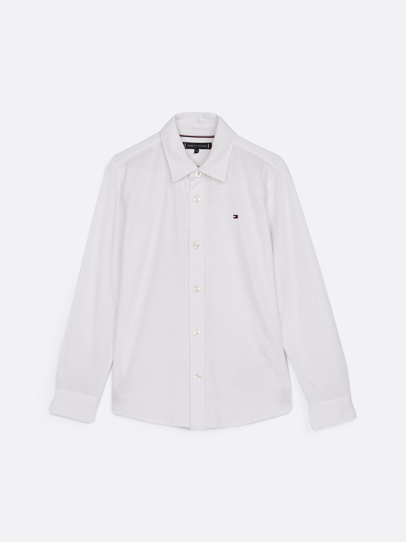 Camisa Micro Waffle Con Logo Blanco Tommy Hilfiger-4