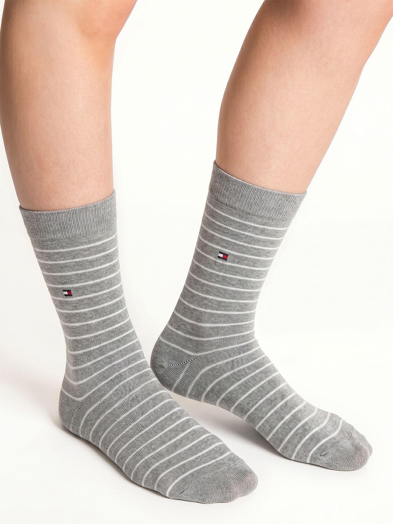 Pack 2 Calcetines Rayas Gris Tommy Hilfiger 006-1